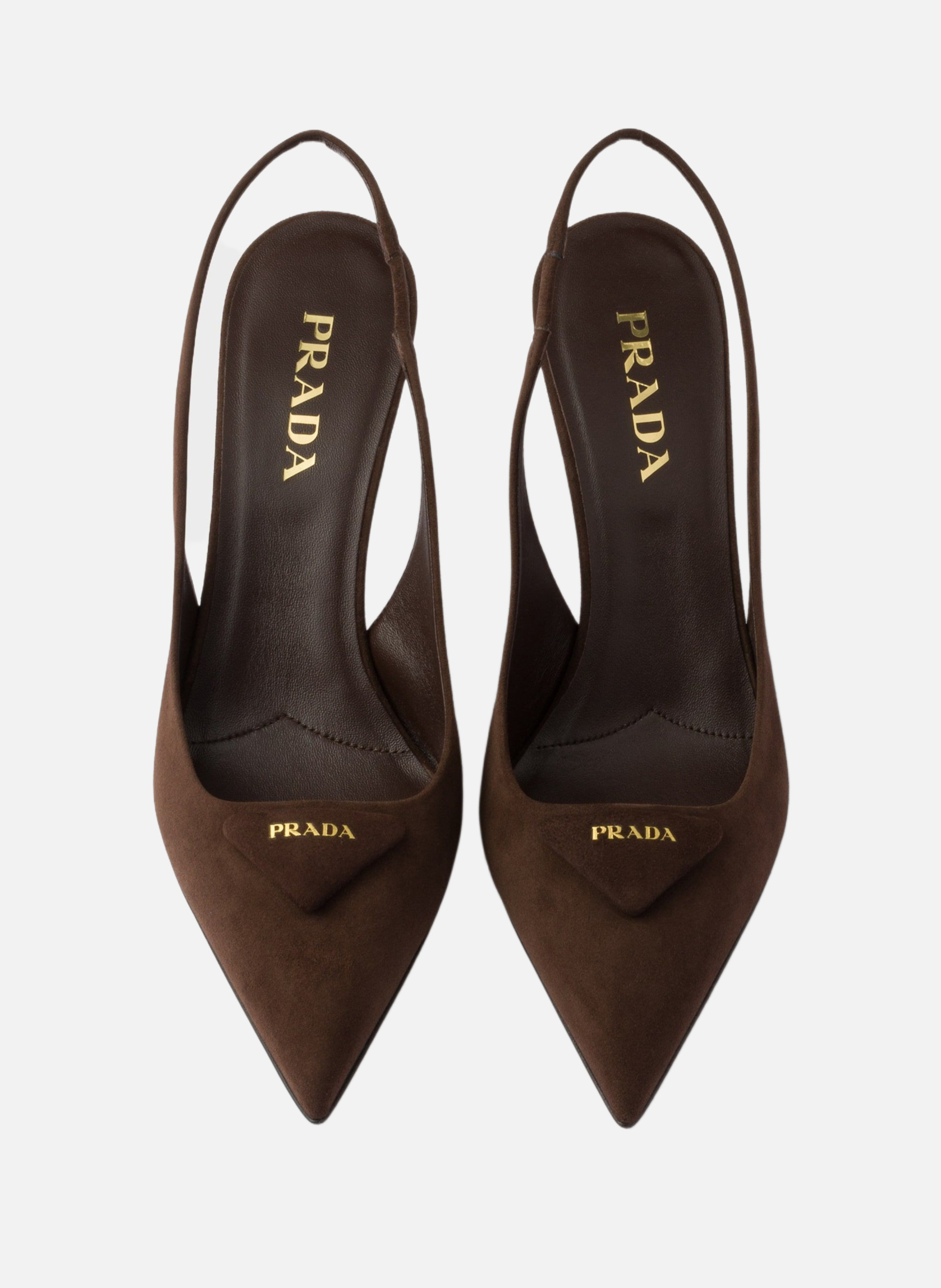 Escarpins à bride arrière en veau velours PRADA Marron