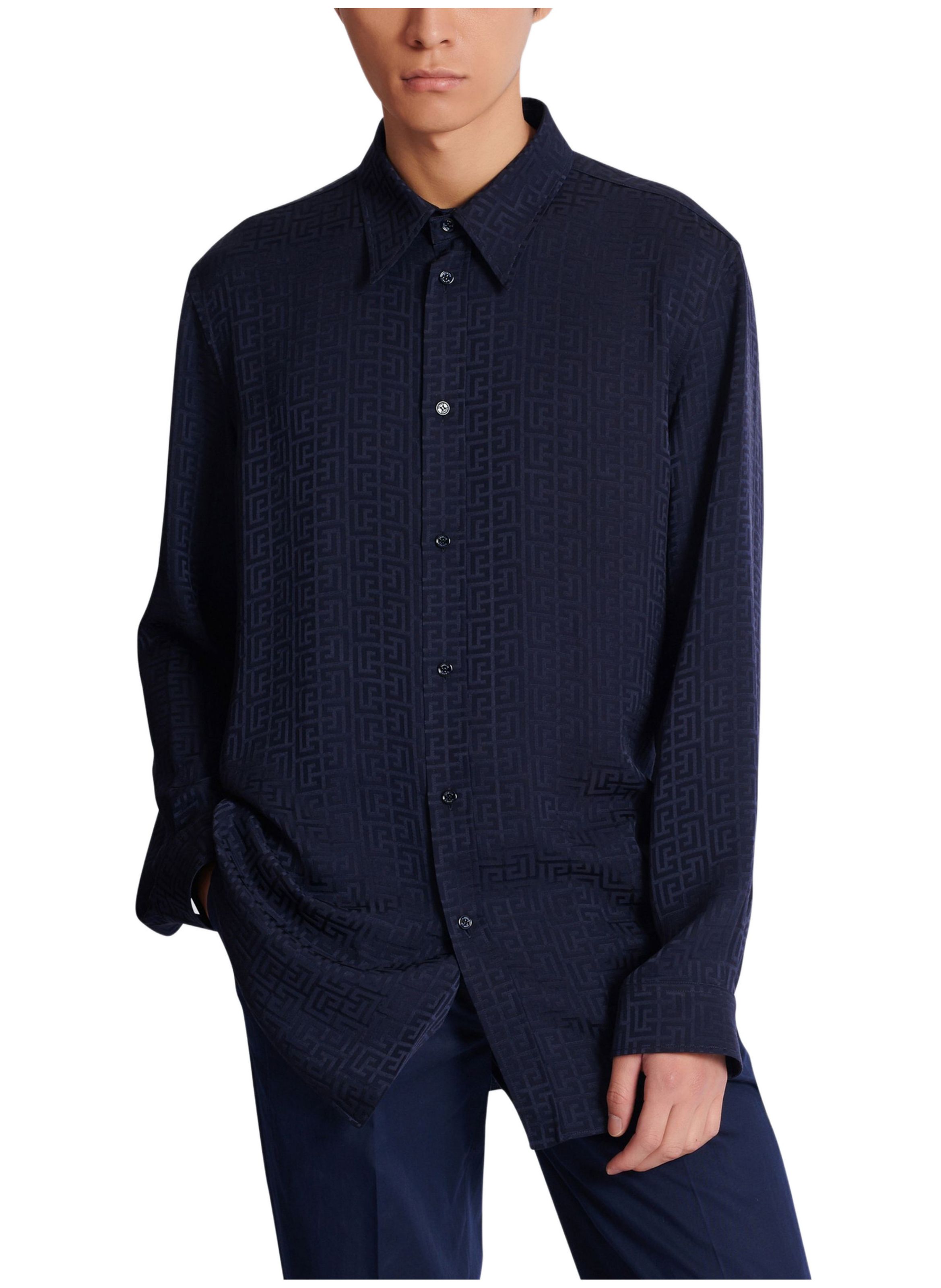 Chemise en jacquard monogramme BALMAIN Bleu