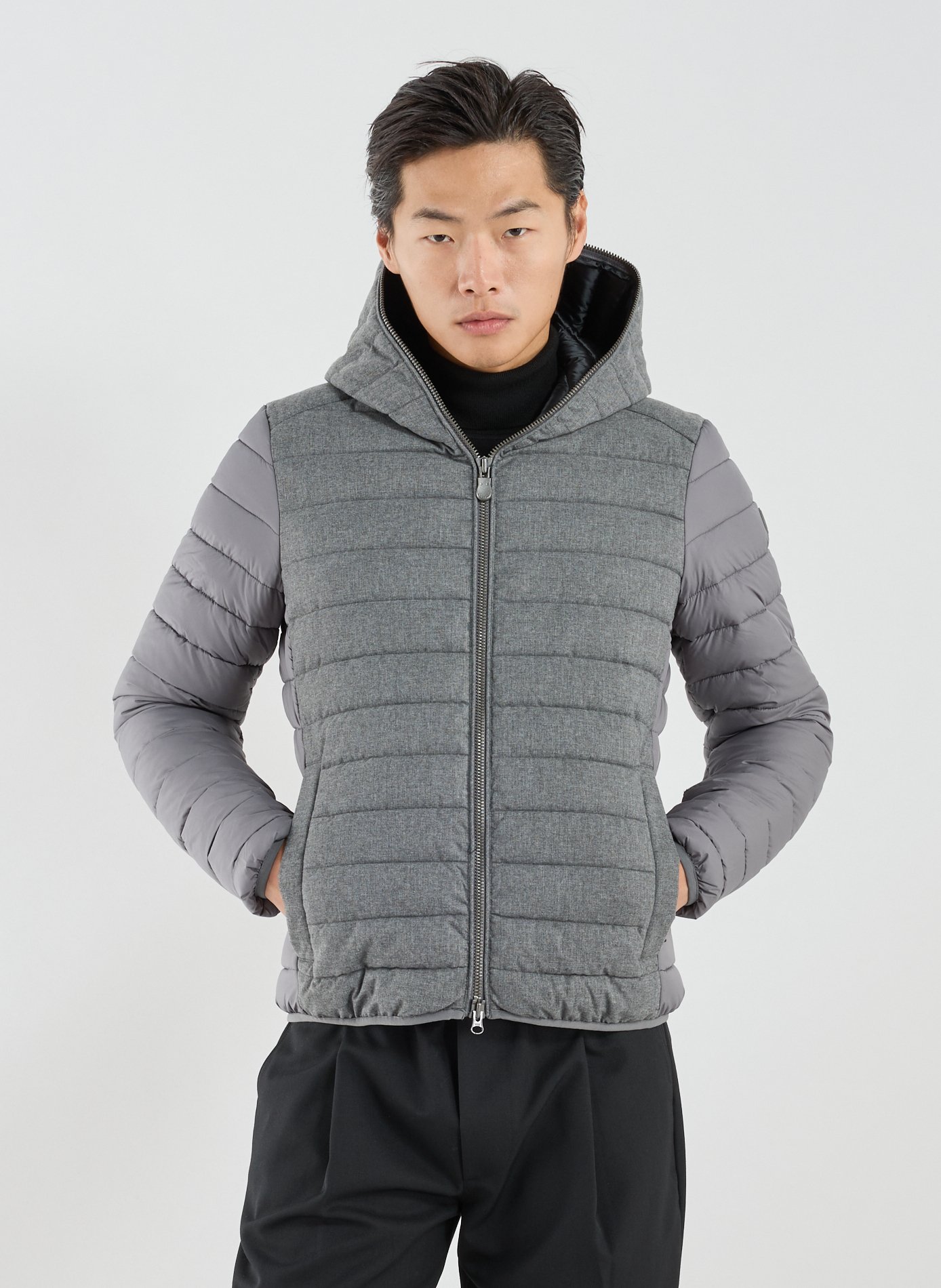 SAVE THE DUCK Hooded padded jacket Grey