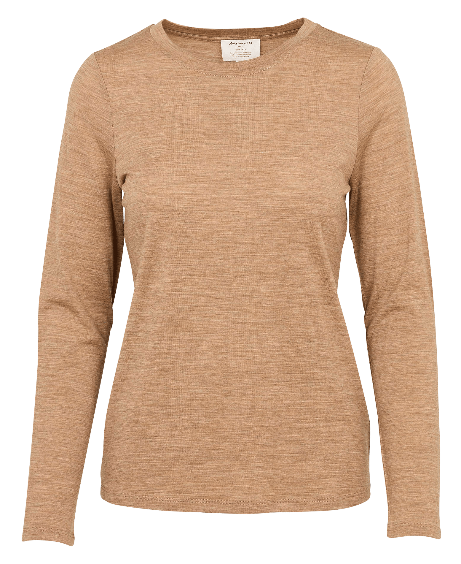 Tee-shirt col rond uni en laine Faustine MAISON 123 Beige