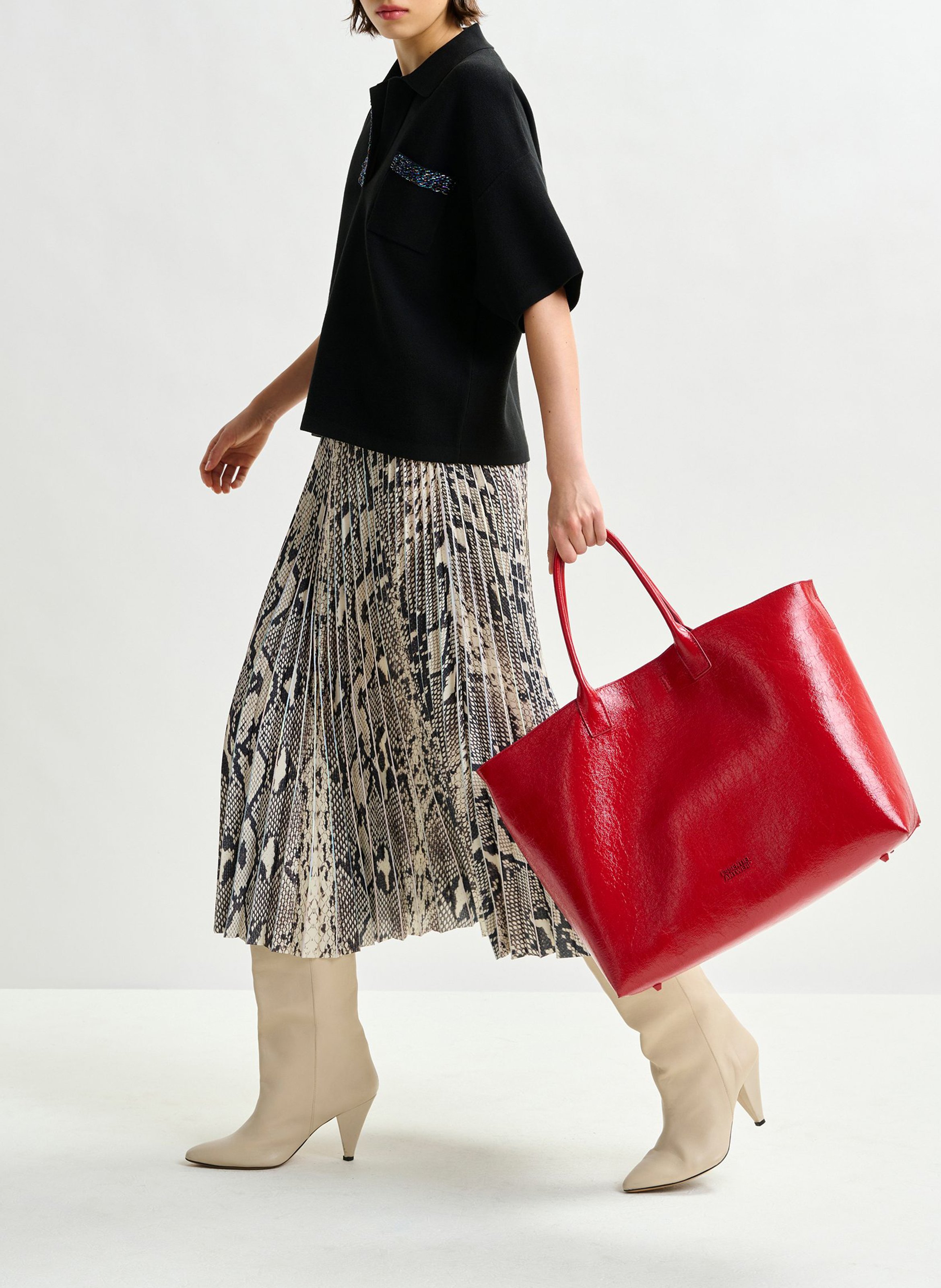 Jupe mi-longue plissée serpent indira ESSENTIEL ANTWERP Vert