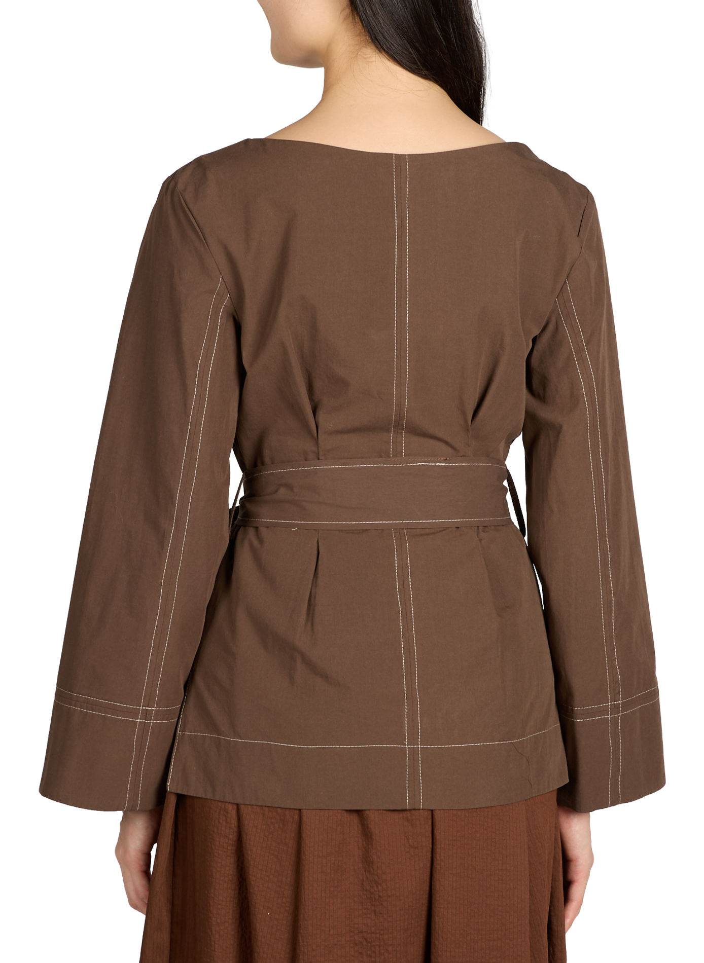 Fitted top with belt TOPSHOP Brown