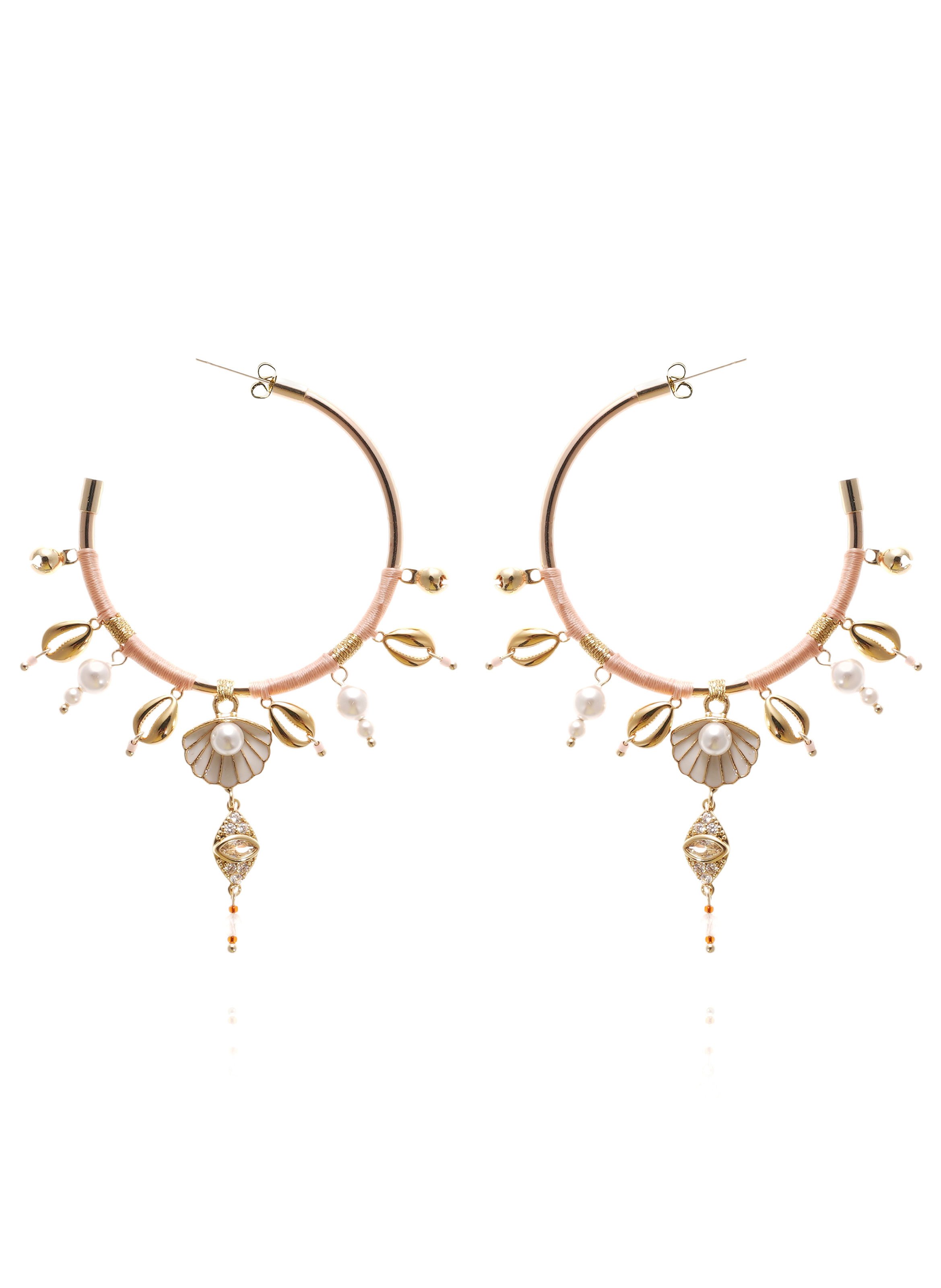 Boucles d'oreilles créoles avec pampilles payott HIPANEMA Blanc