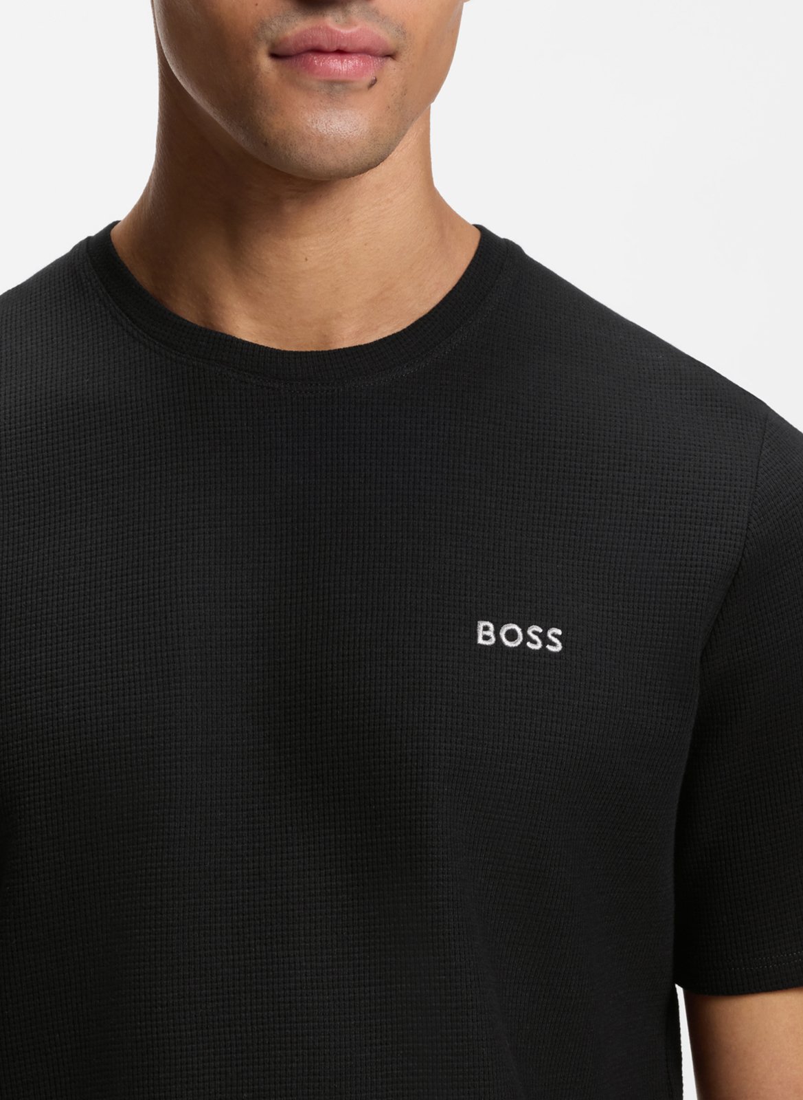 Tee-shirt col rond en coton mélangé BOSS Noir