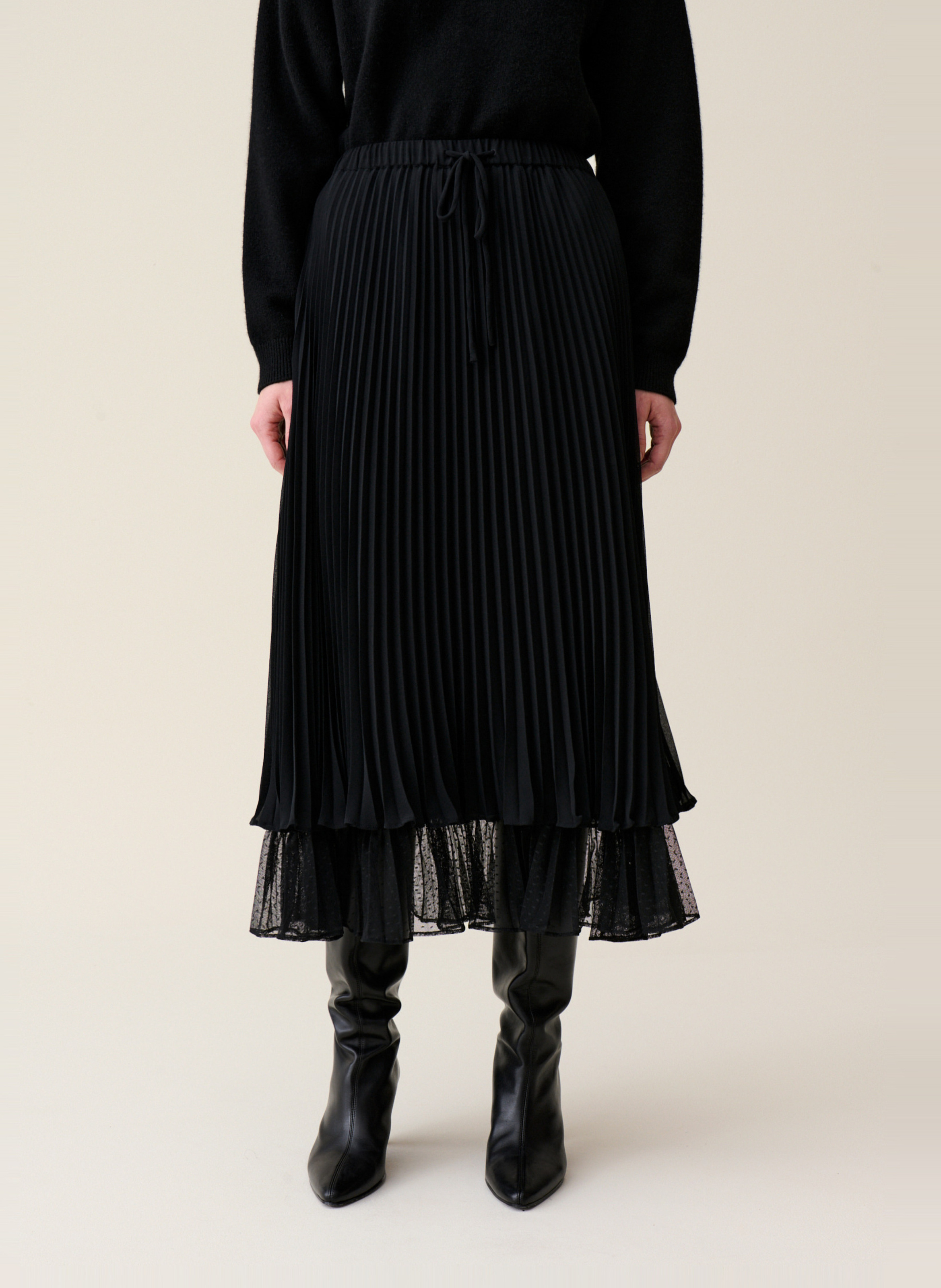 Jupe midi fluide plissée CLAUDIE PIERLOT Noir