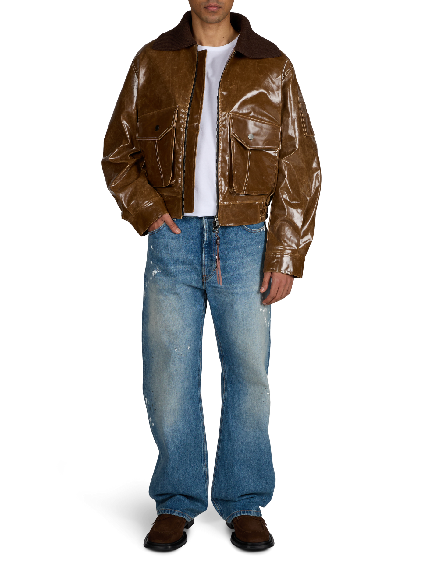 Veste ample matelassée à col côtelé ANDERSSON BELL Marron