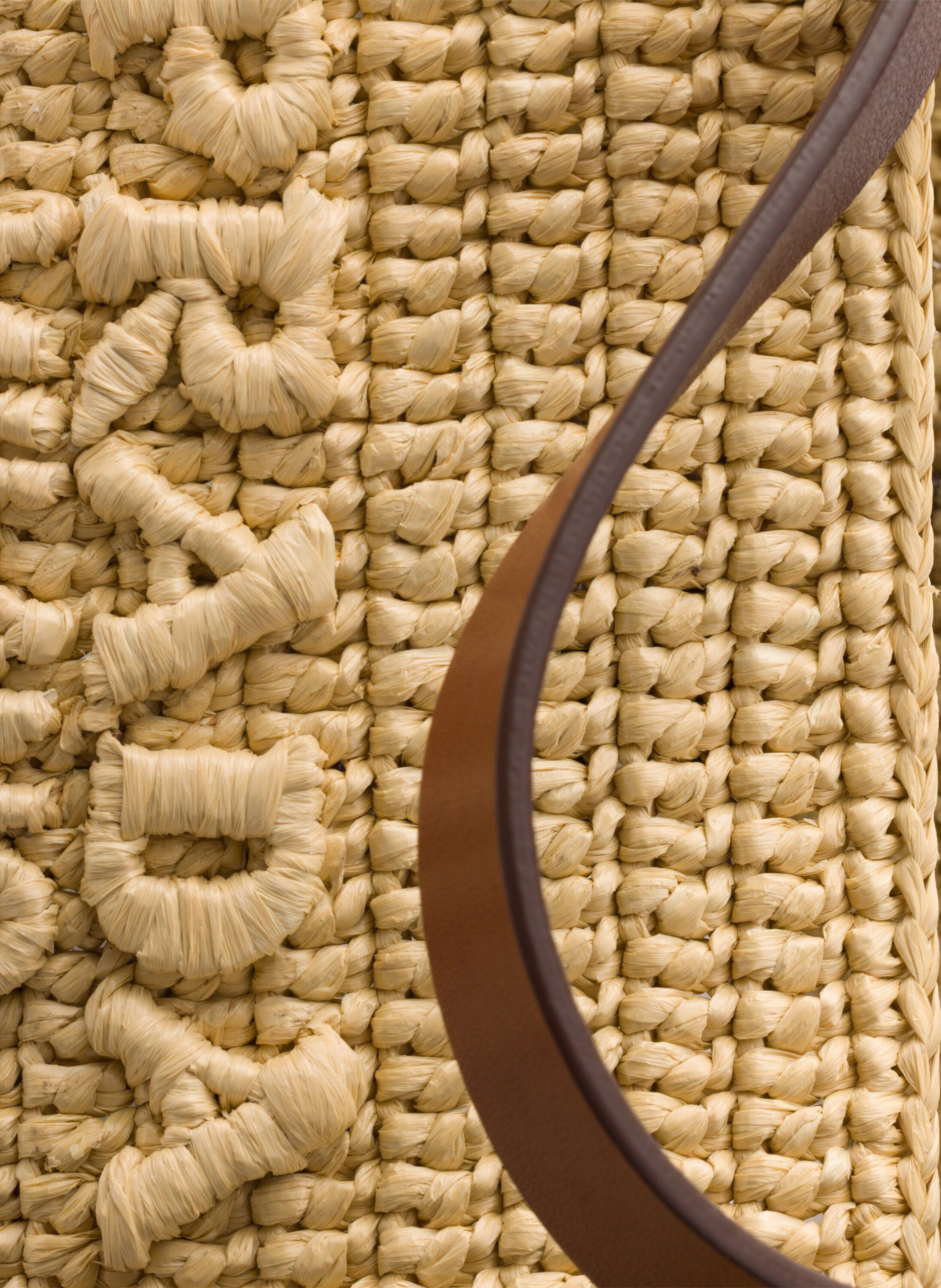 Petit sac seau en crochet et cuir PRADA Beige
