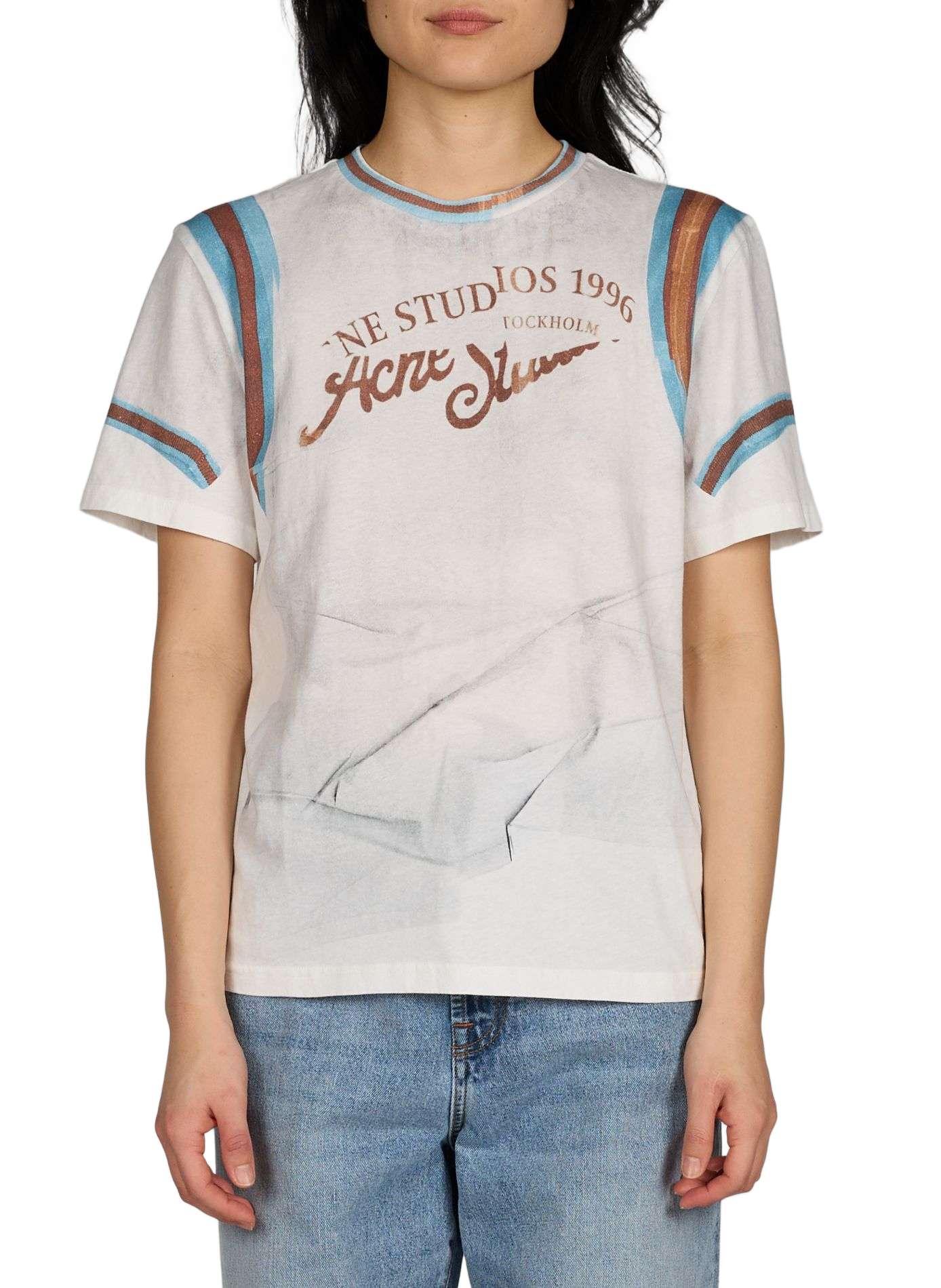 T-shirt imprimé en coton organique ACNE STUDIOS Multicolore