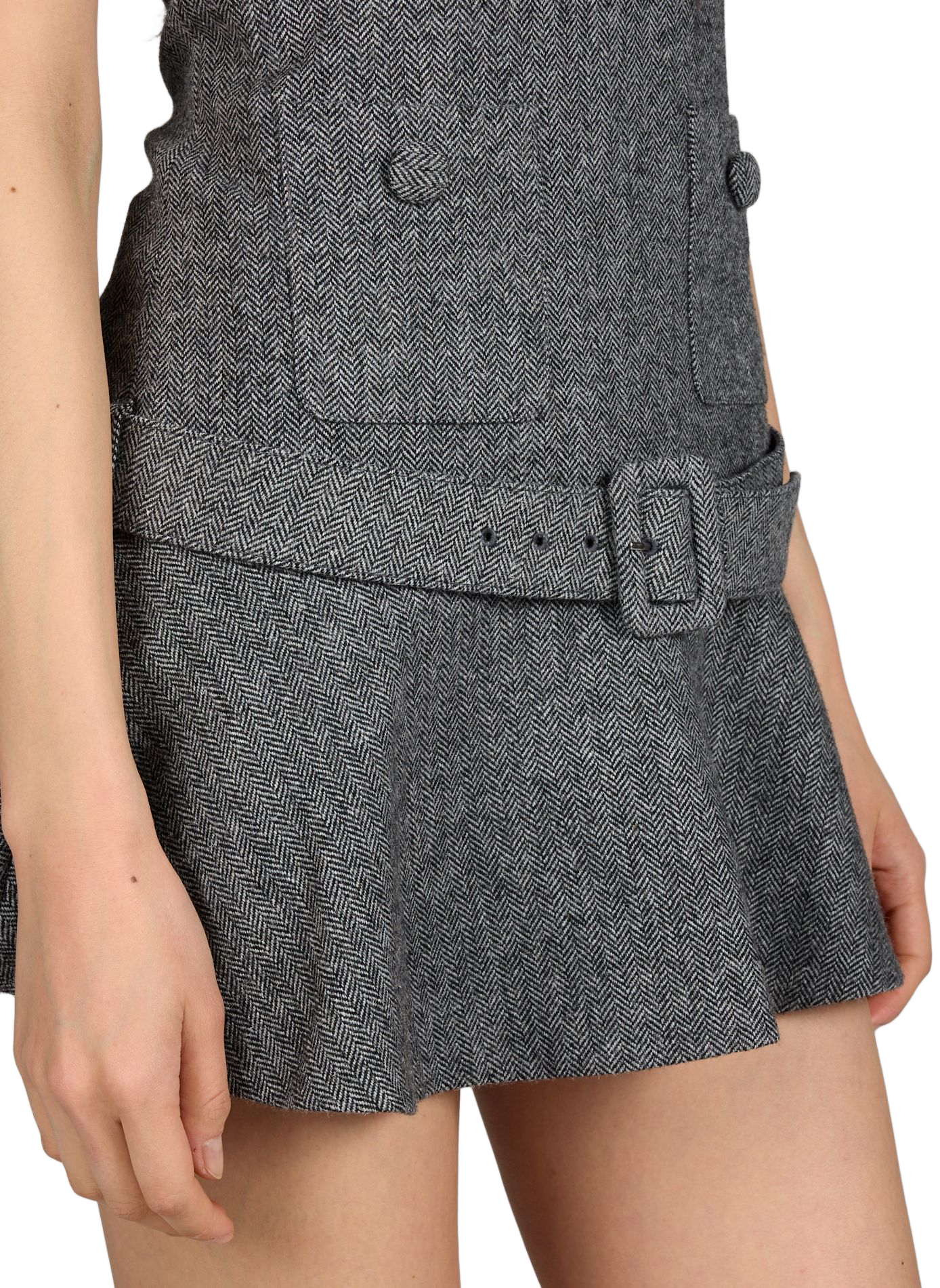 Robe courte sans manches à chevrons SELF PORTRAIT Gris