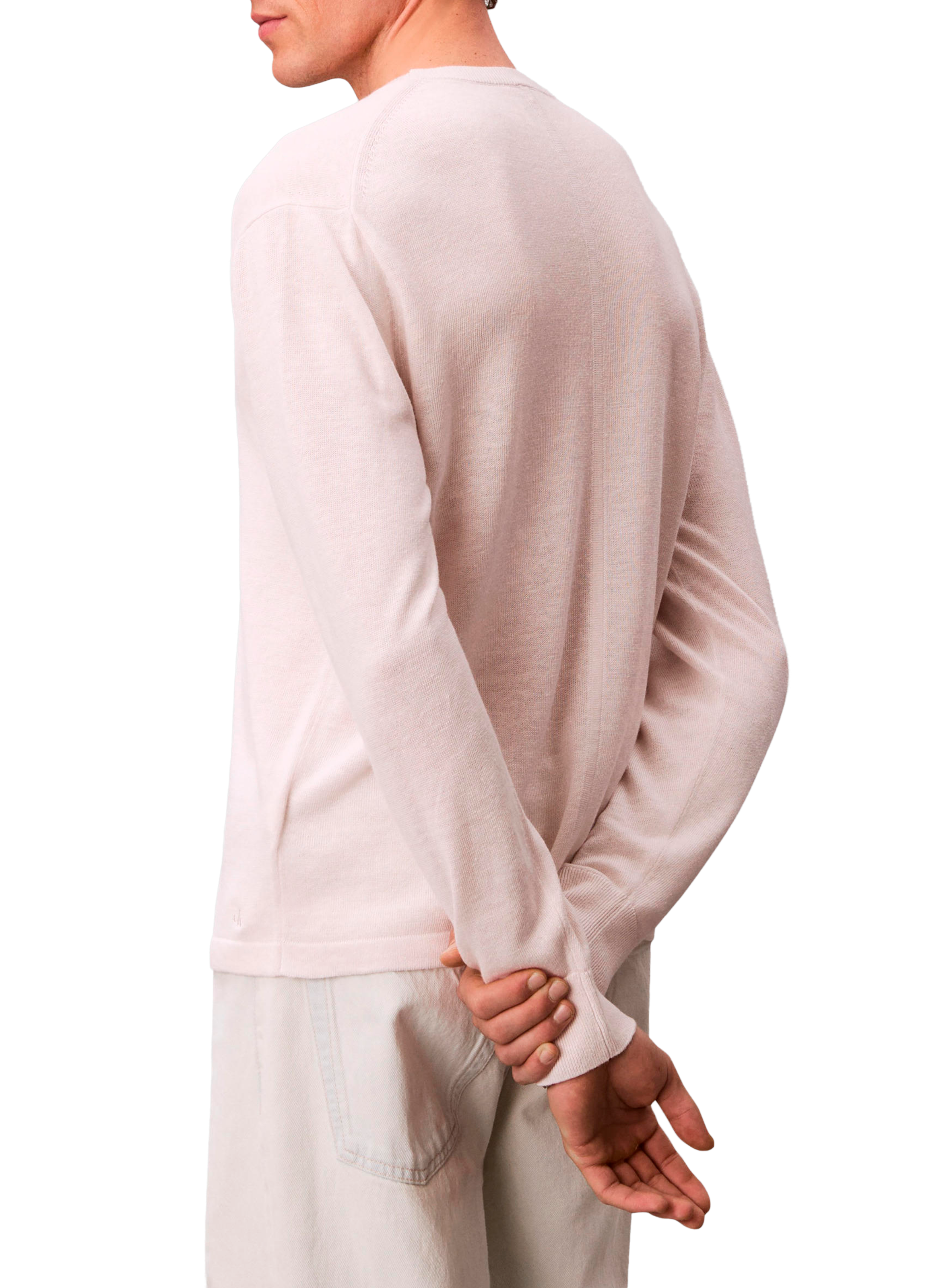 Gerader Rundhalsausschnitt-Pullover aus Leinenmischung CALVIN KLEIN Beige