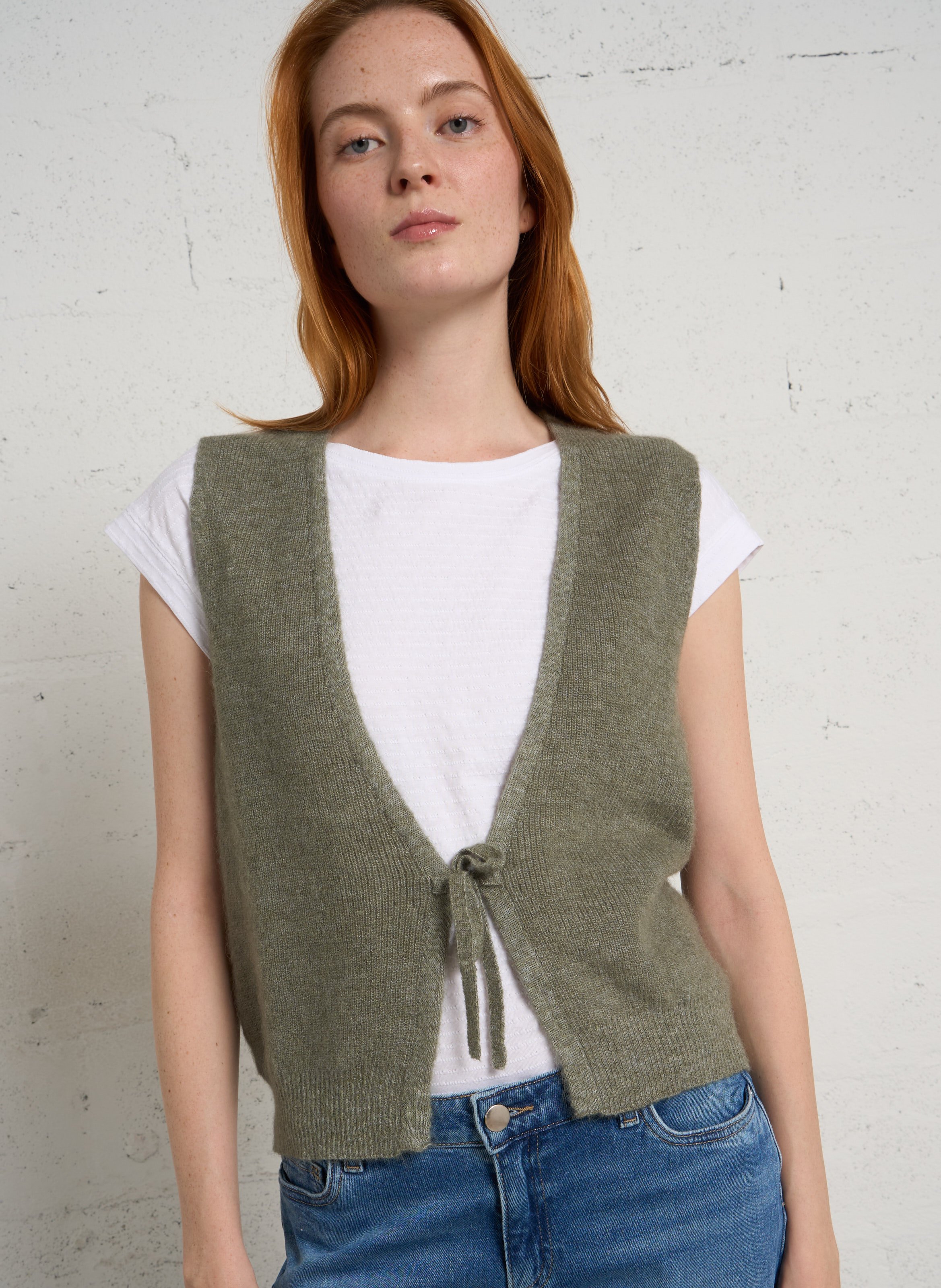 Gilet sans manches en laine mélangée pacha MAISON 123 Vert