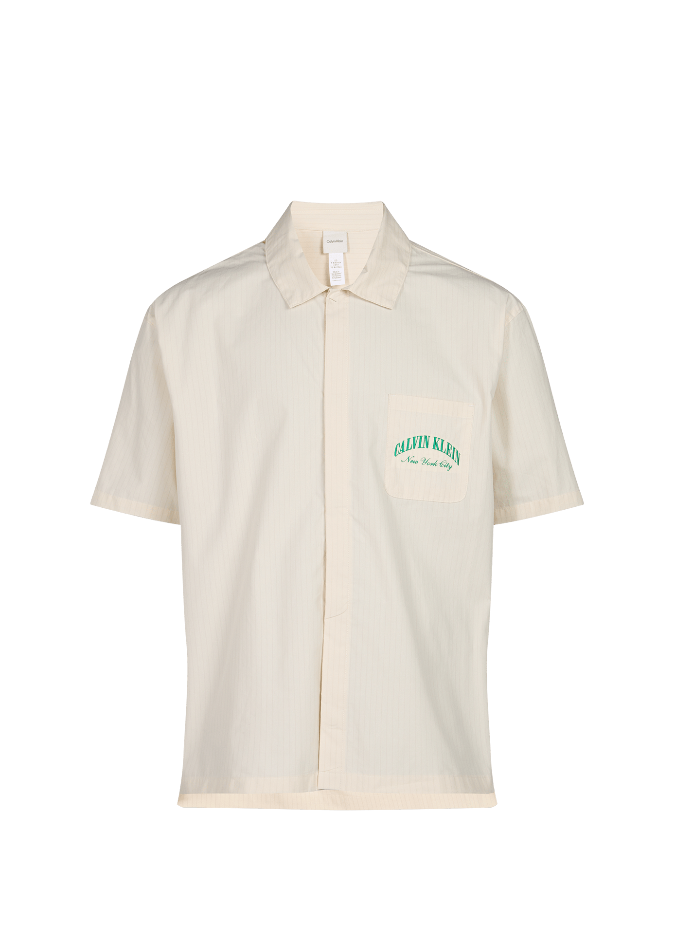 Short-sleeved striped cotton shirt CALVIN KLEIN White