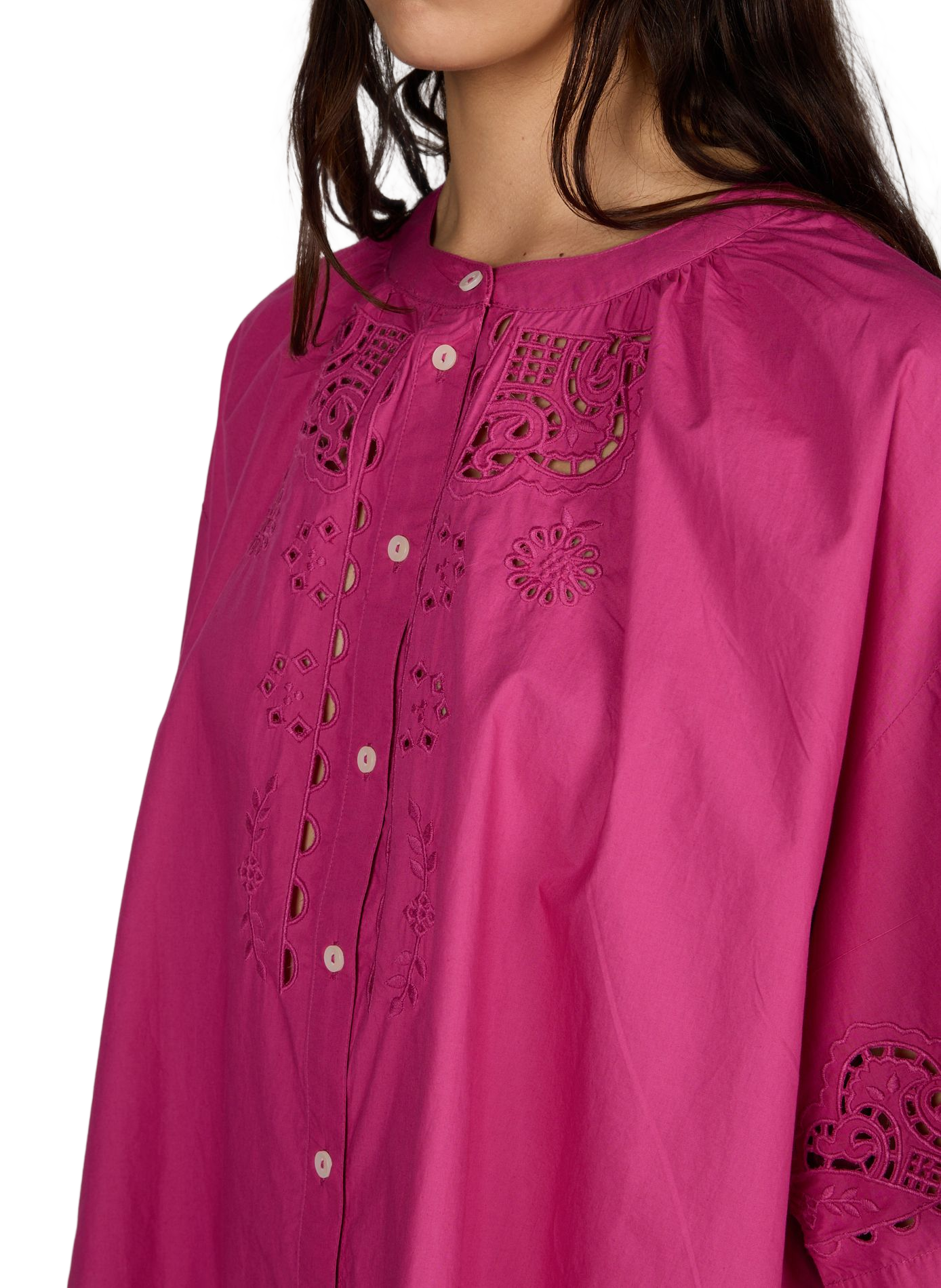 Chemise Feonys brodée à manches courtes en coton LOUISE MISHA Rose