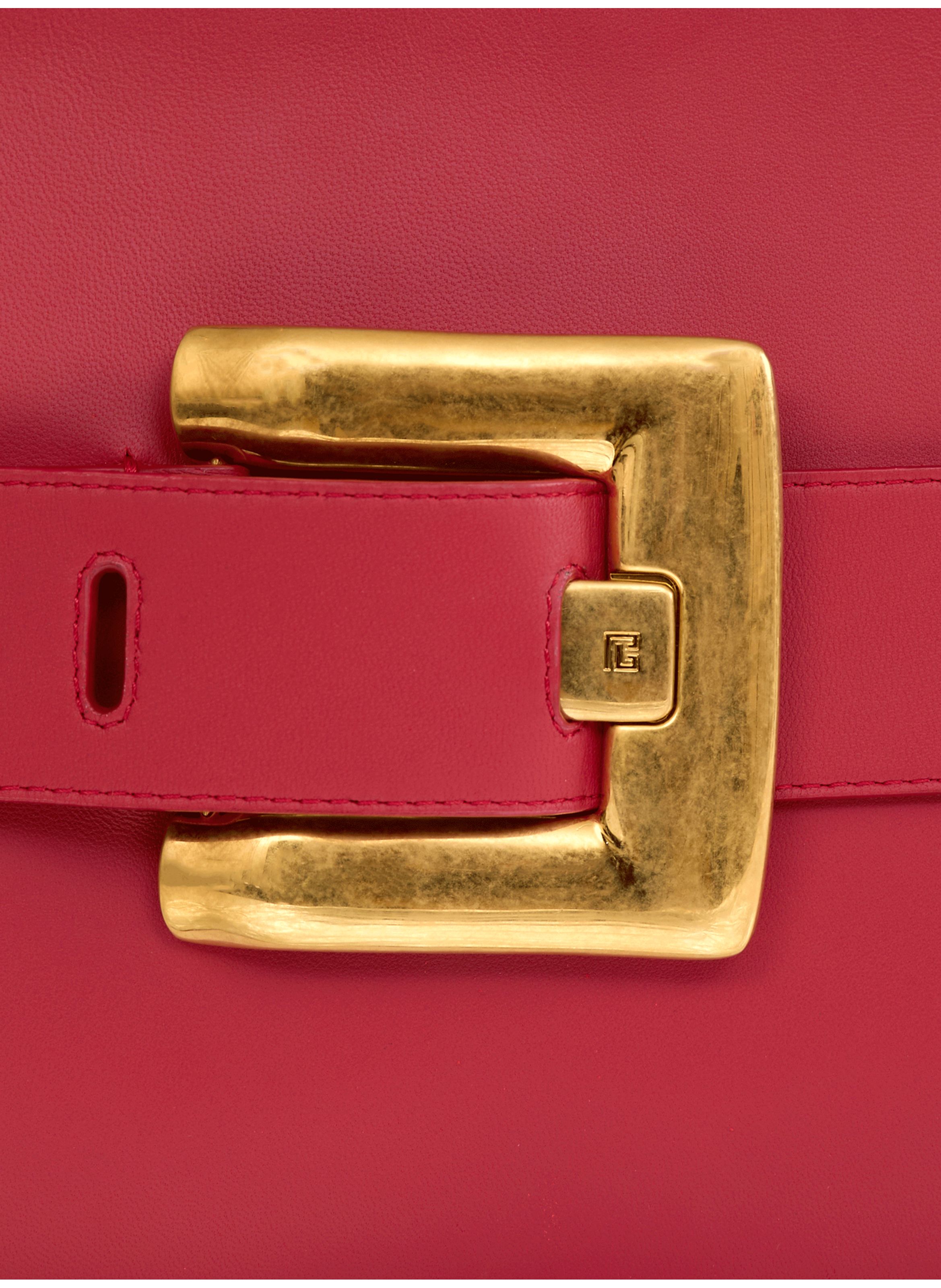 Pochette anthem en cuir lisse BALMAIN Rouge