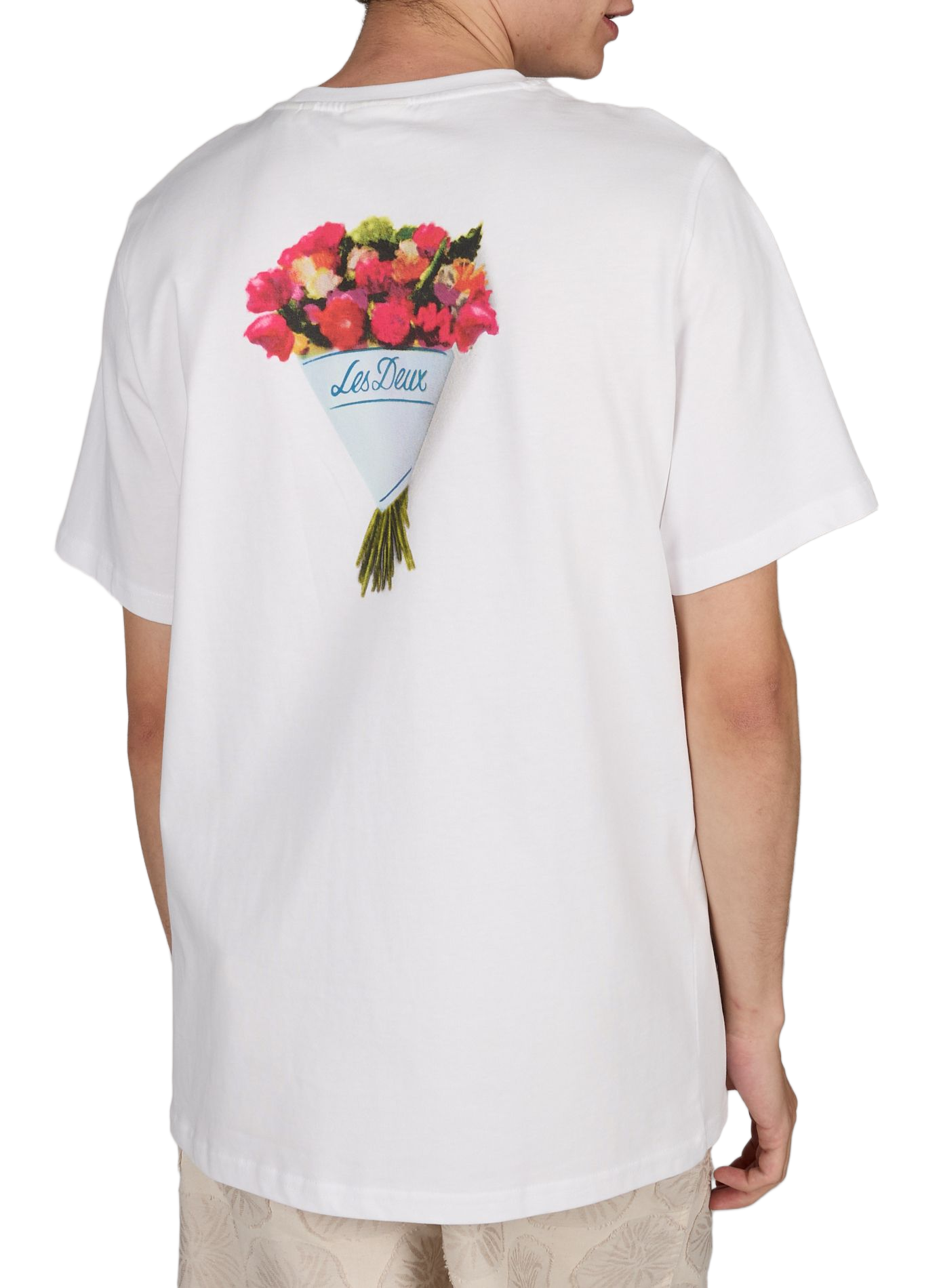 Straight printed cotton T-shirt LES DEUX White