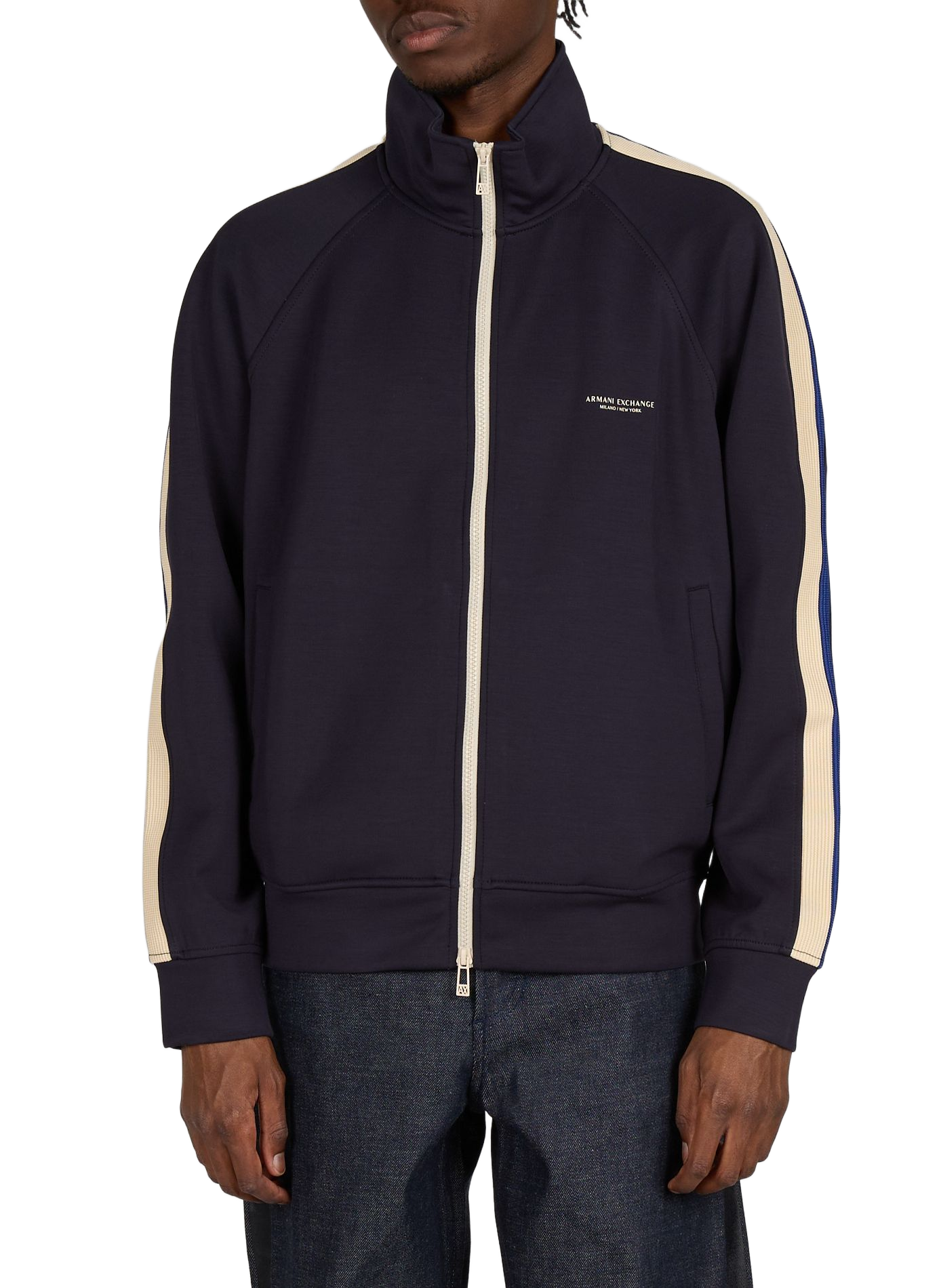Lightweight jacket with high neck and logo ARMANI EXCHANGE Blue