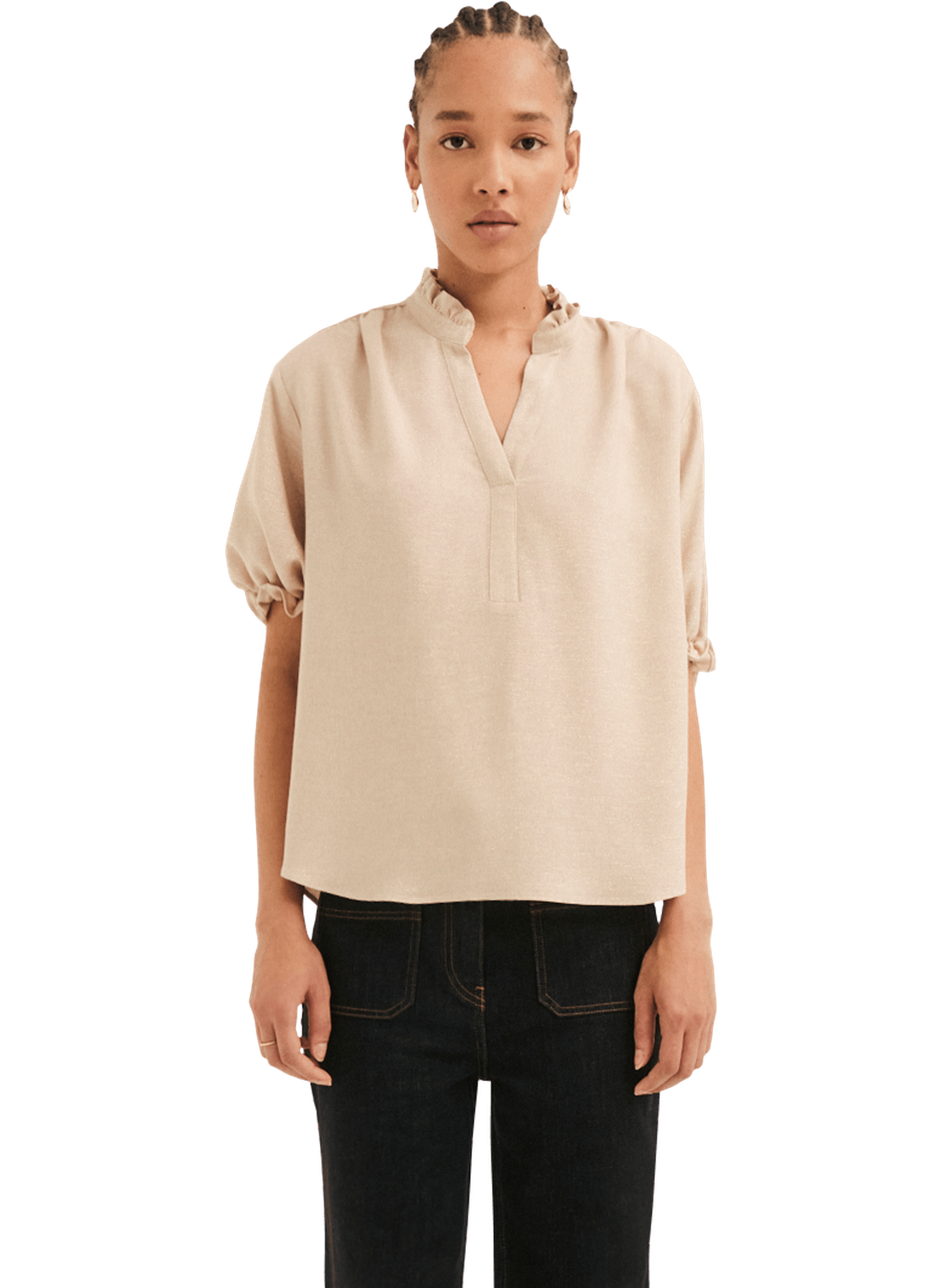 Blouse à volants et lurex doré - luce PABLO Beige