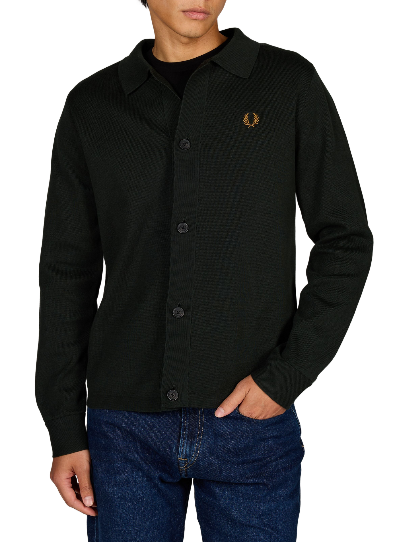 Langärmliges Poloshirt mit Knopfleiste FRED PERRY Grun