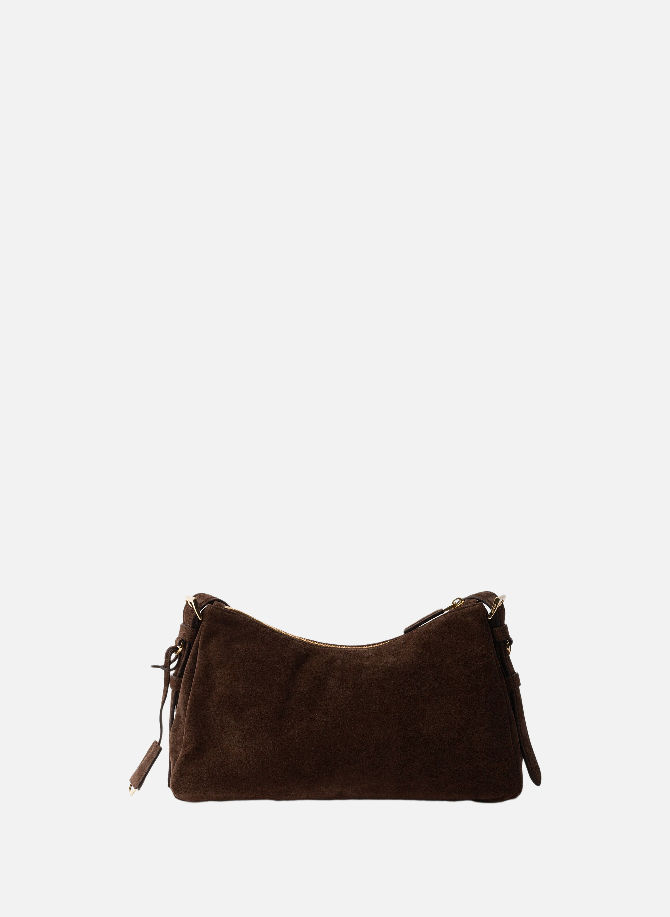 Sac à bandoulière prada aimée en veau velours PRADA Marron