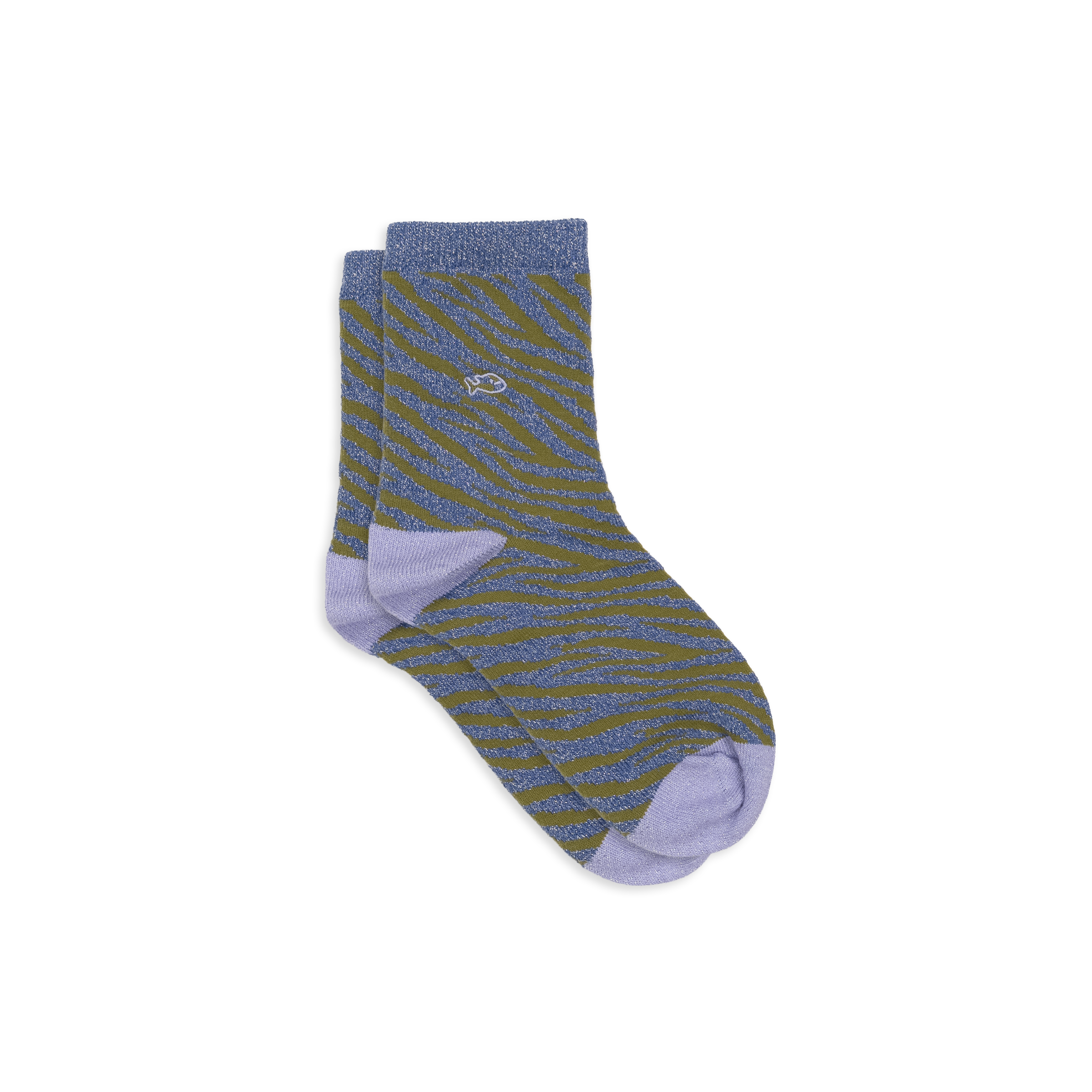 Chaussettes en coton peigné zèbre  Bleu
