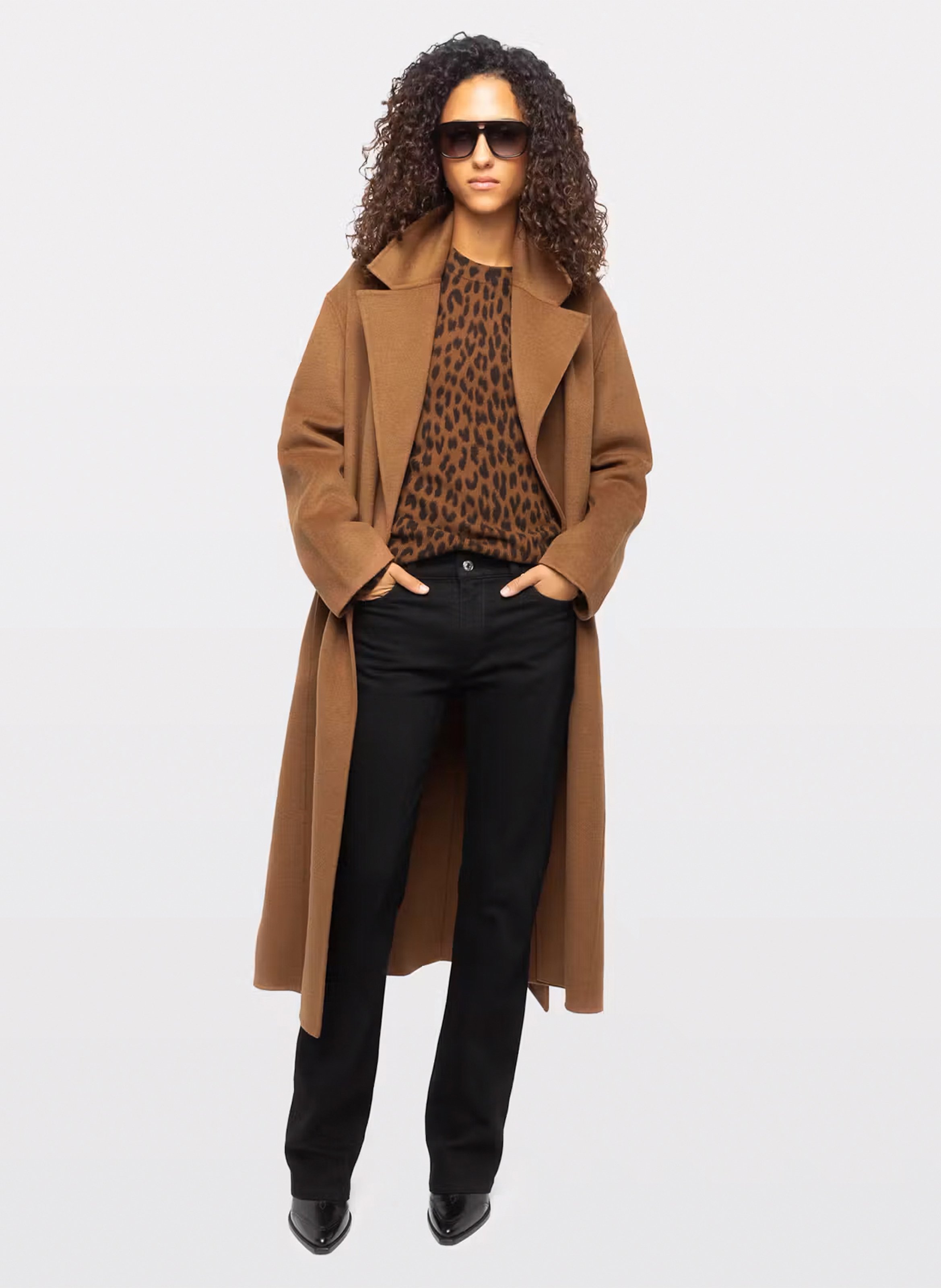 Lange jas met ceintuur van gemengde gerecyclede wol Meli ZADIG&VOLTAIRE Beige