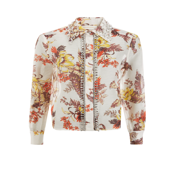 Zimmermann Printed Linen And Silk Shirt In Multi
