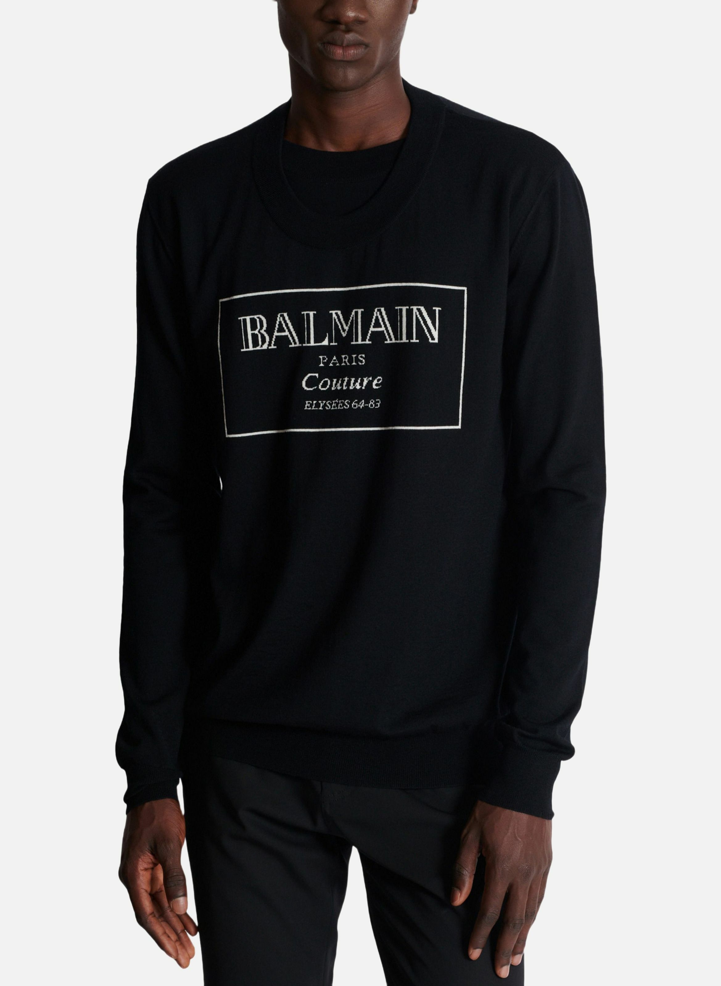 Pull en maille balmain couture étiquette BALMAIN Noir