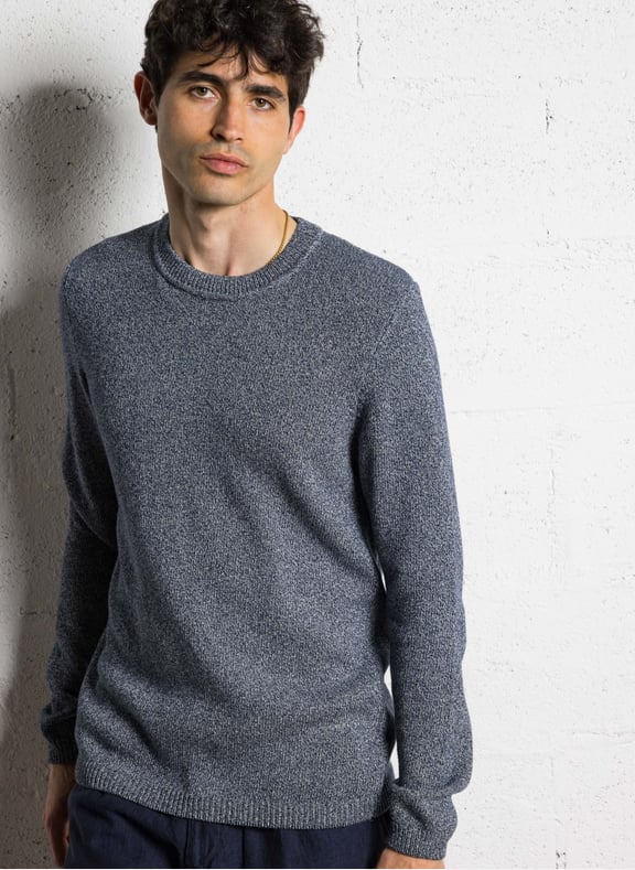 Pull col rond en tricot mouliné Bleu by IKKS IKKS Pull col rond en tricot mouliné Bleu