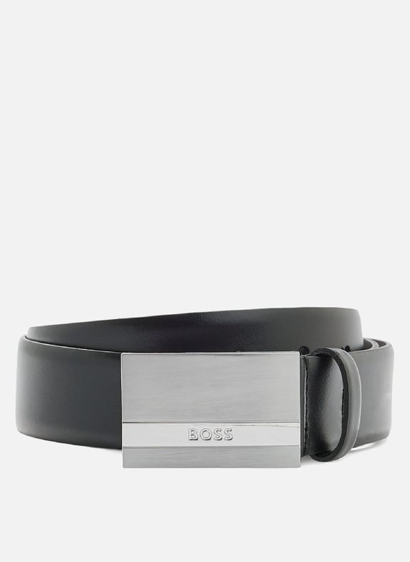 Ceinture boucle plate en cuir Noir by BOSS BOSS Ceinture boucle plate en cuir Noir