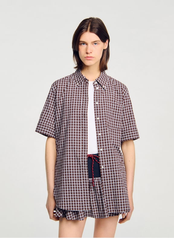 Chemise col classique à carreaux Marron by SANDRO SANDRO Chemise col classique à carreaux Marron