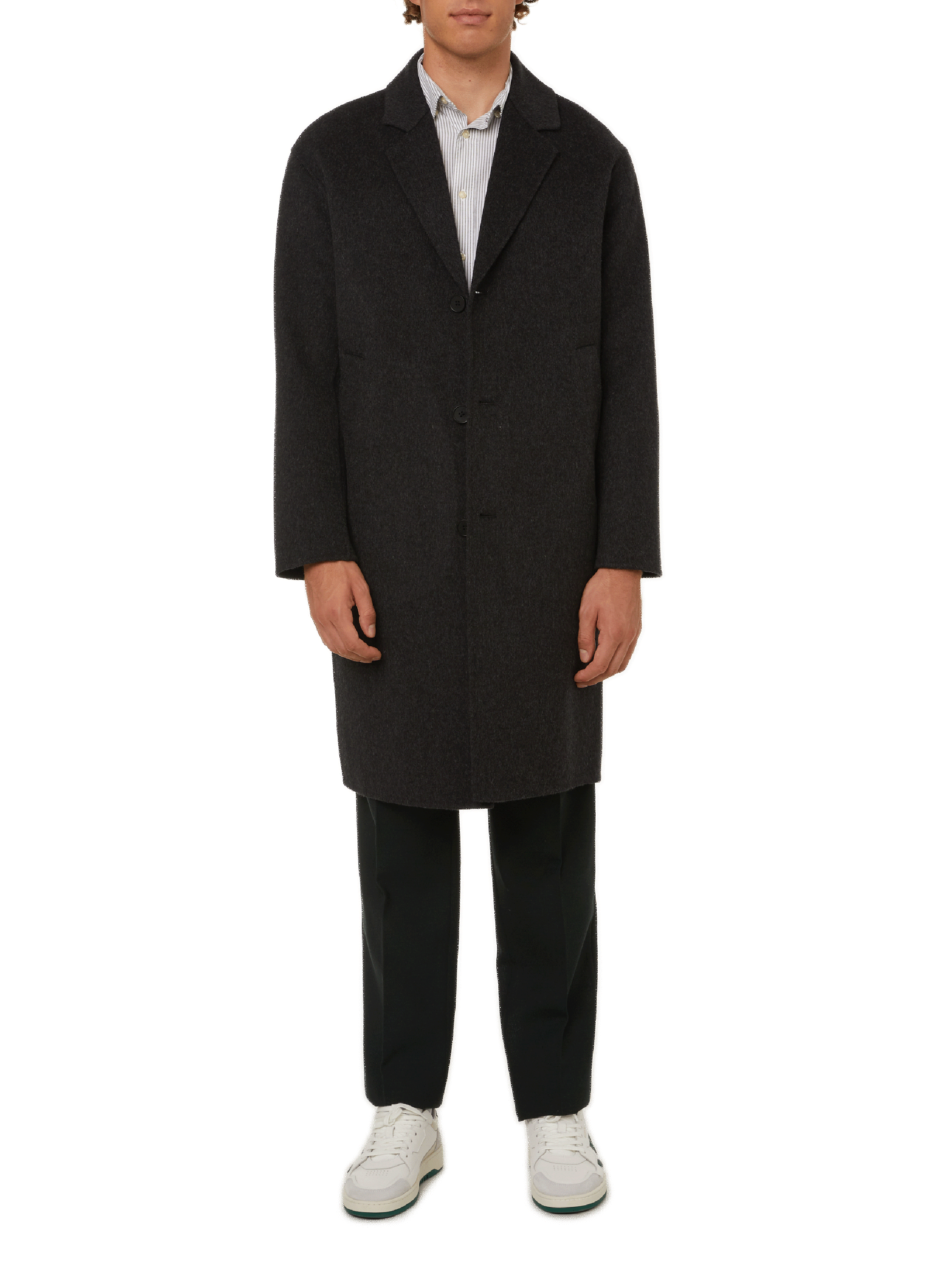 Manteau droit Camel à col taiilleur en laine SAISON 1865 Gris