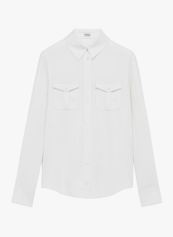 Straight-cut cotton shirt with classic collar | White by LOEWE Straight-cut cotton shirt with classic collar White