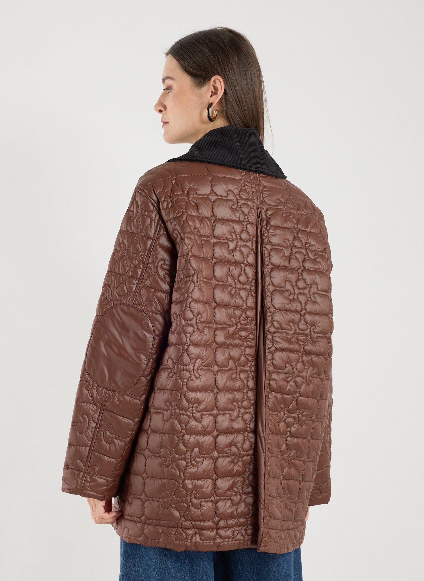 Long quilted jacket GANNI Brown