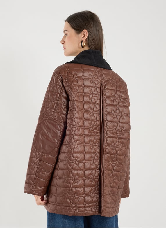 Veste longue matelassée  | Marron by GANNI Veste longue matelassée  Marron