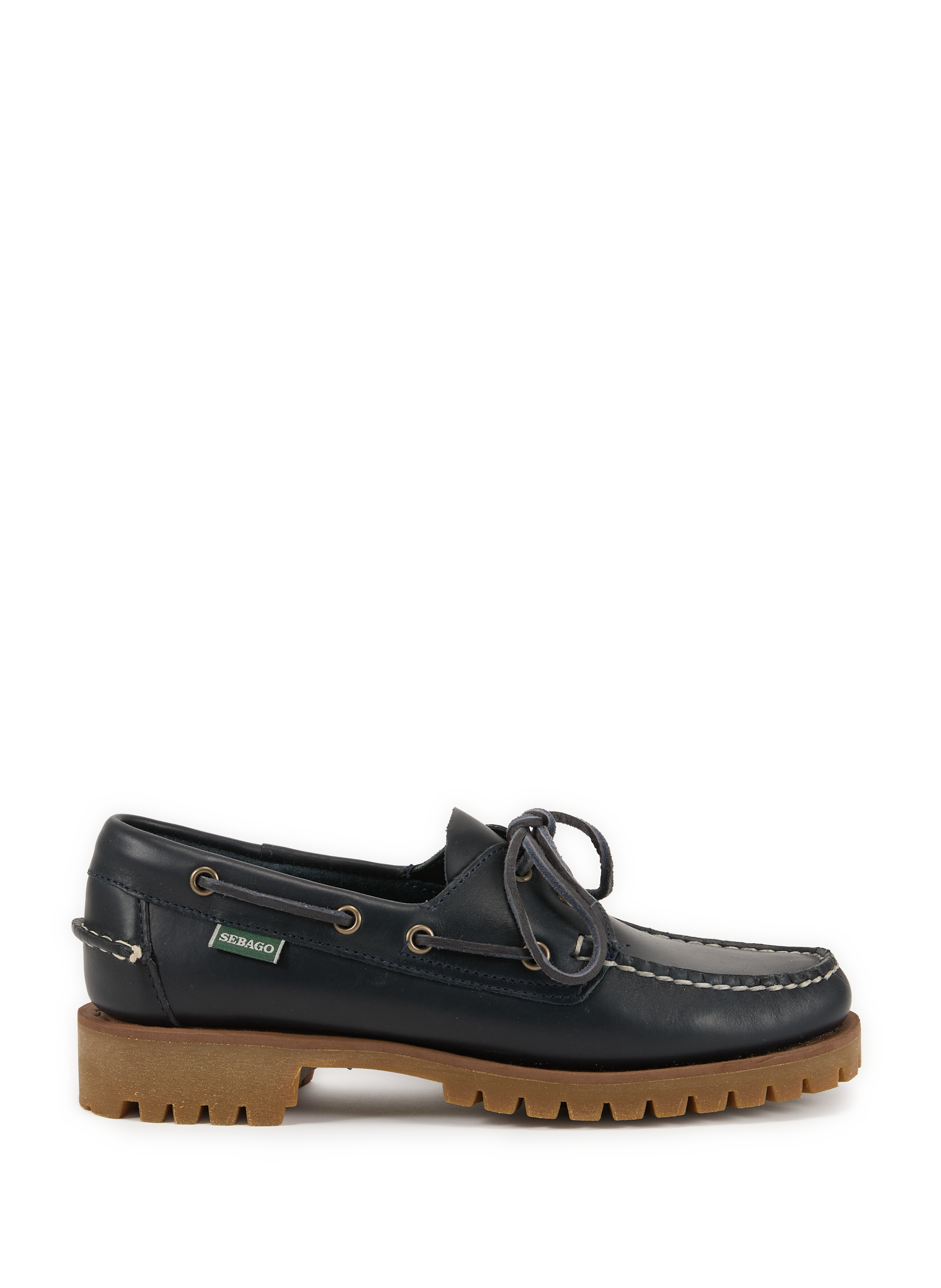 SEBAGO Lace-up leather blend moccasins Blue
