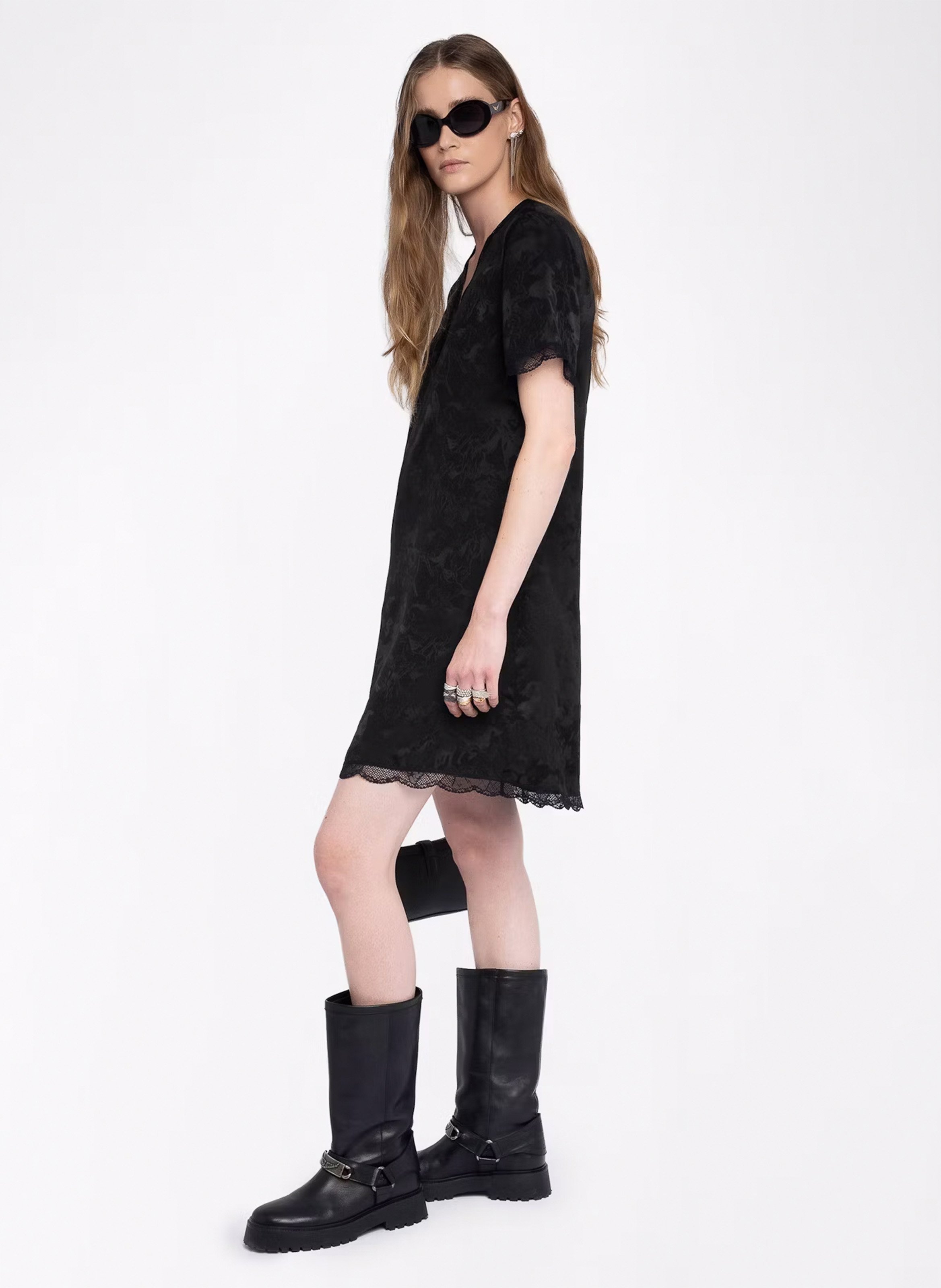 Robe courte col v en soie rerzo ZADIG&VOLTAIRE Noir