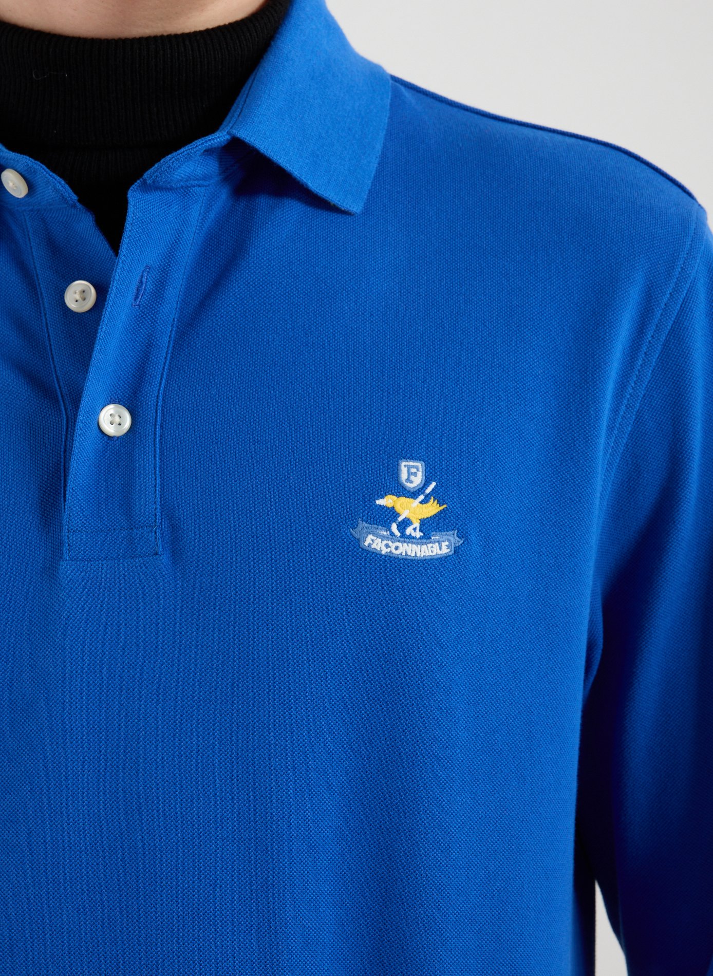 Polo à manches longues en coton FACONNABLE Bleu