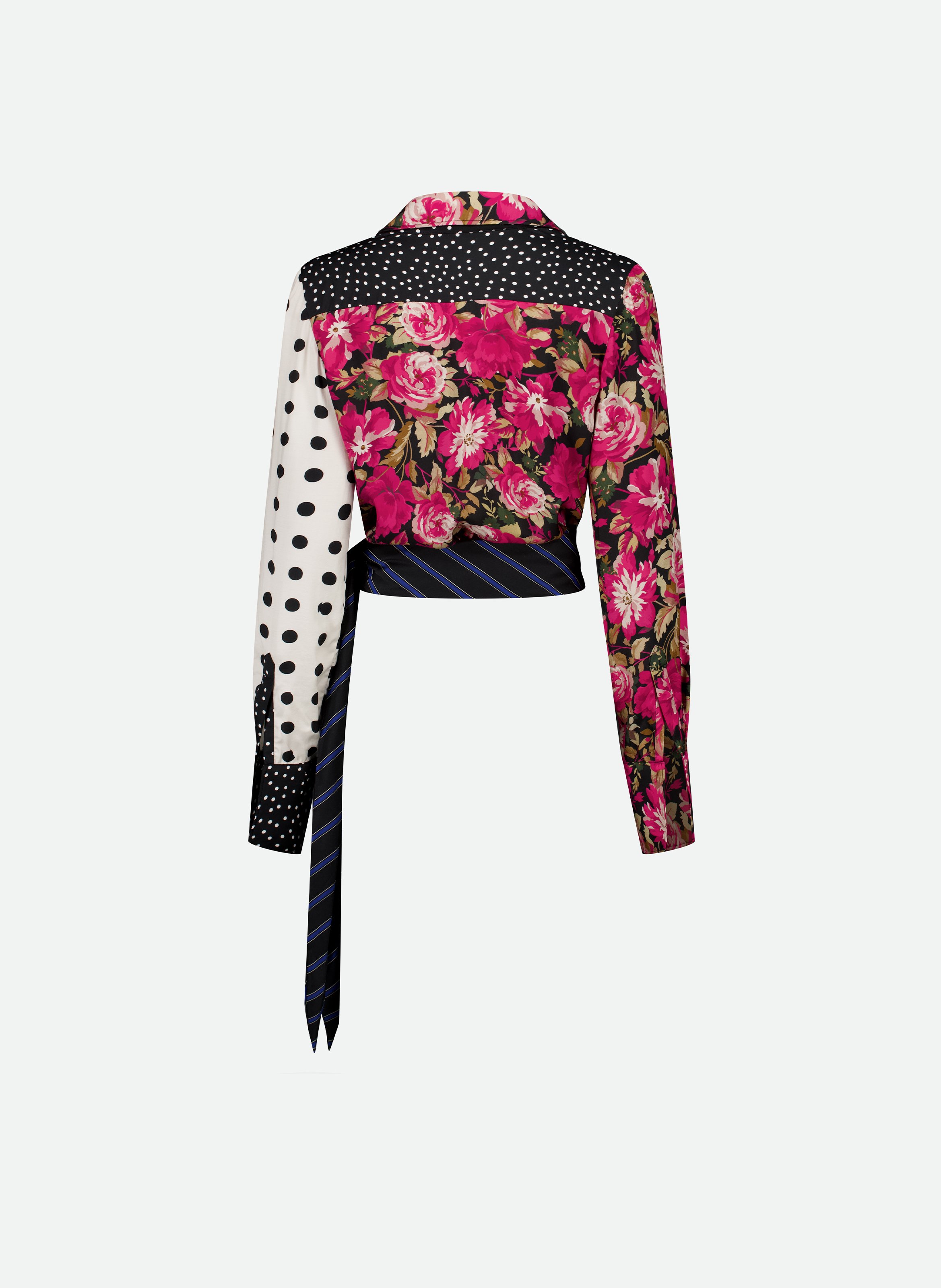 Chemise portée en twill soyeux patchwork drapé VAILLANT Multicolore