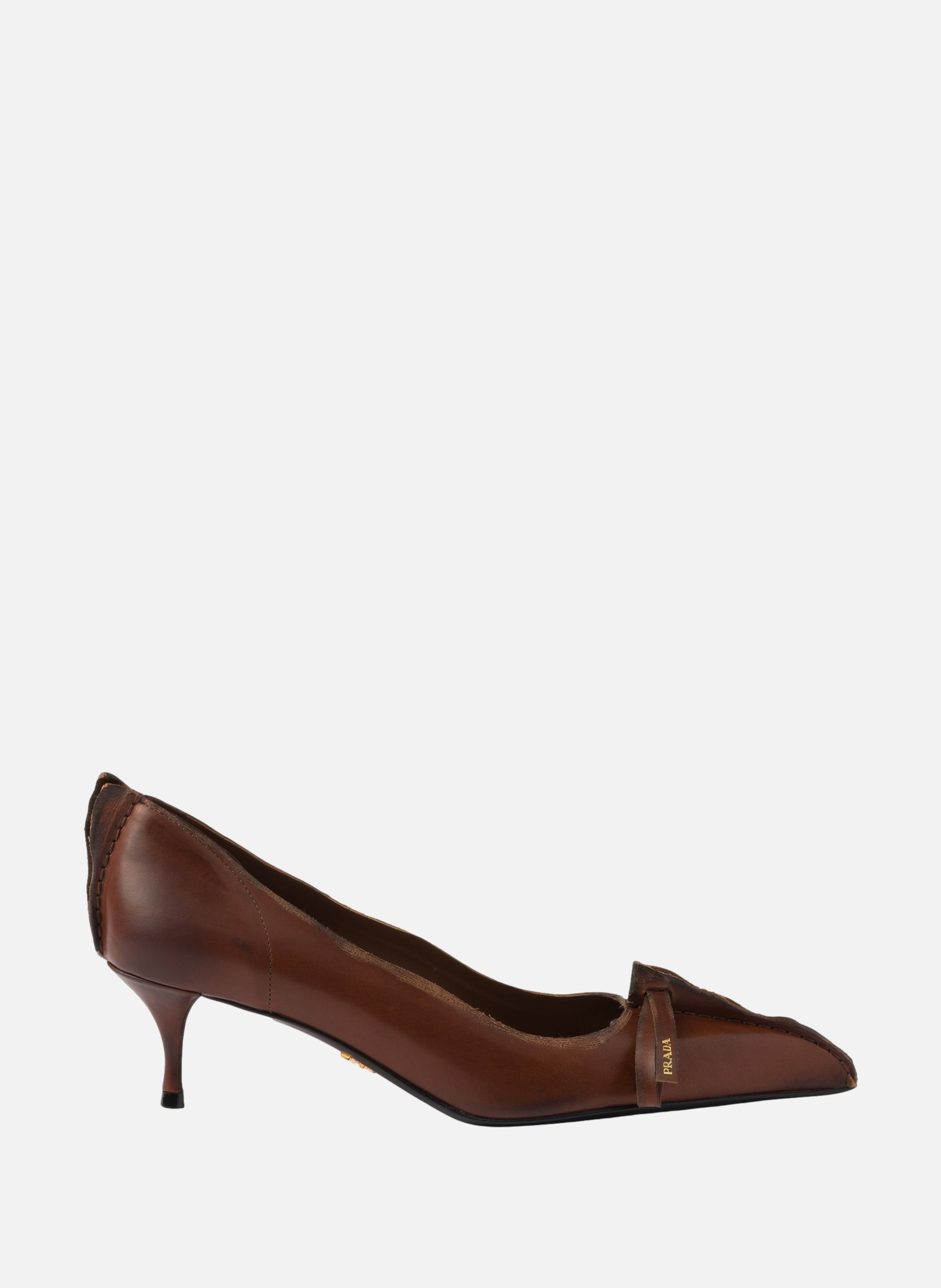 Escarpins en cuir vieilli PRADA Marron