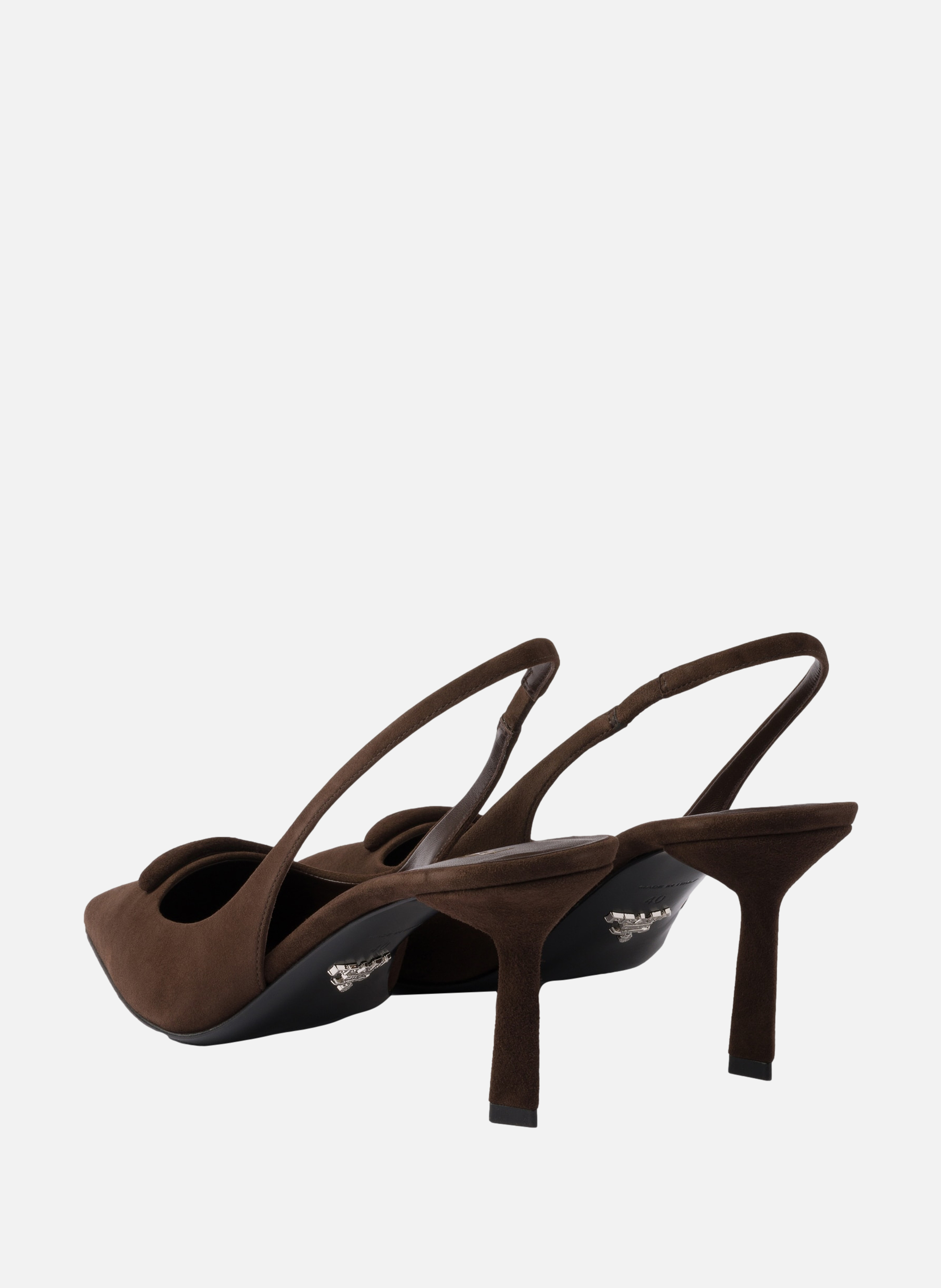 Escarpins à bride arrière en veau velours PRADA Marron