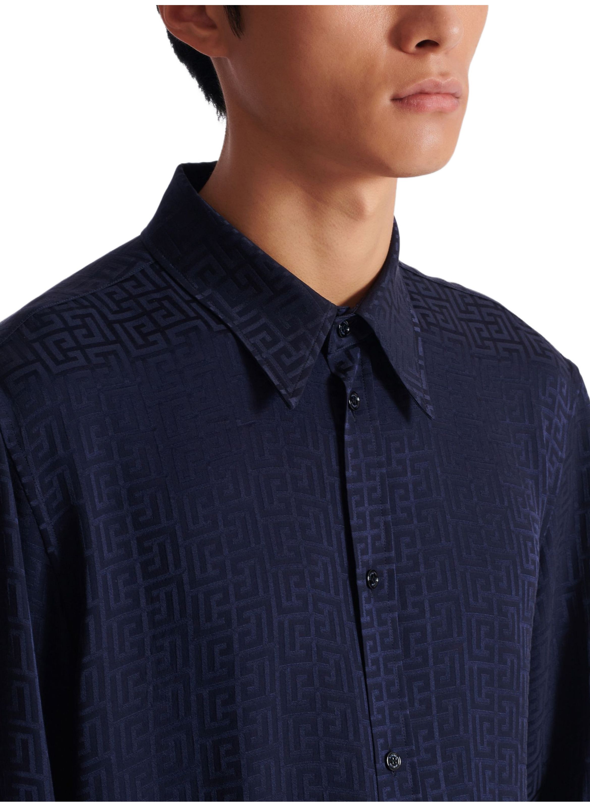 Chemise en jacquard monogramme BALMAIN Bleu
