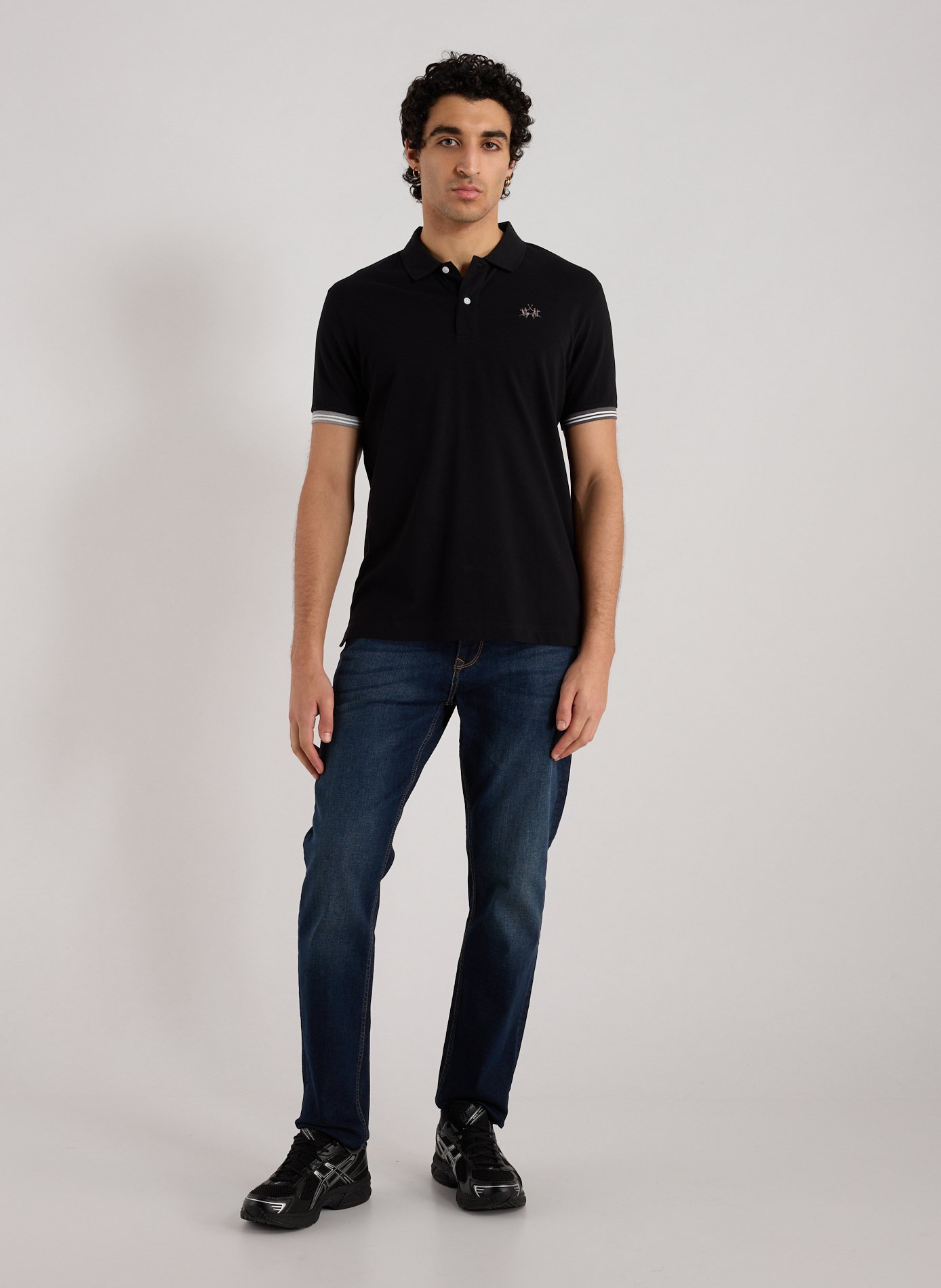 Polo droit en coton mélangé LA MARTINA Noir