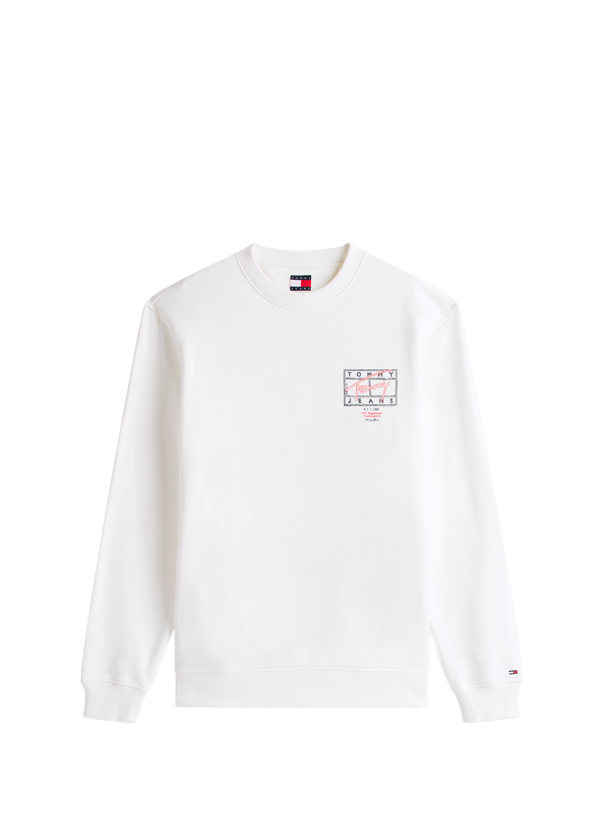 Round neck sweatshirt with patterns TOMMY HILFIGER White