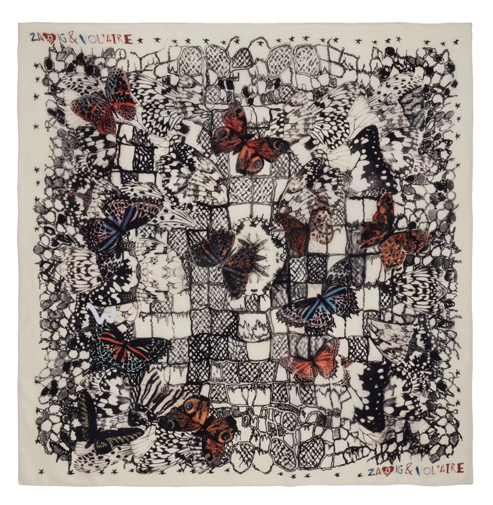 Foulard en soie imprimé blondie ZADIG&VOLTAIRE Blanc