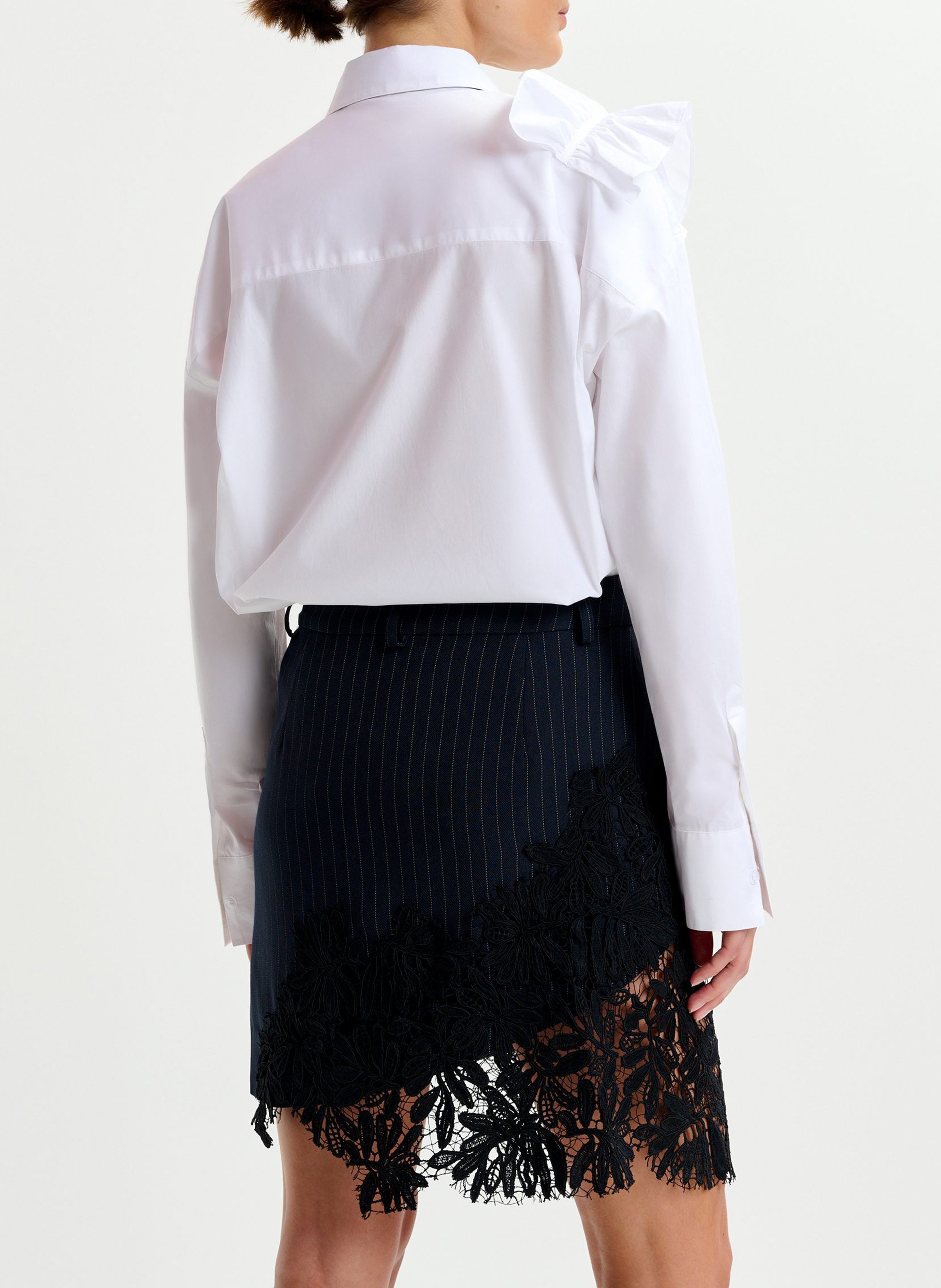 Jupe courte rayée avec dentelle Interior ESSENTIEL ANTWERP Bleu