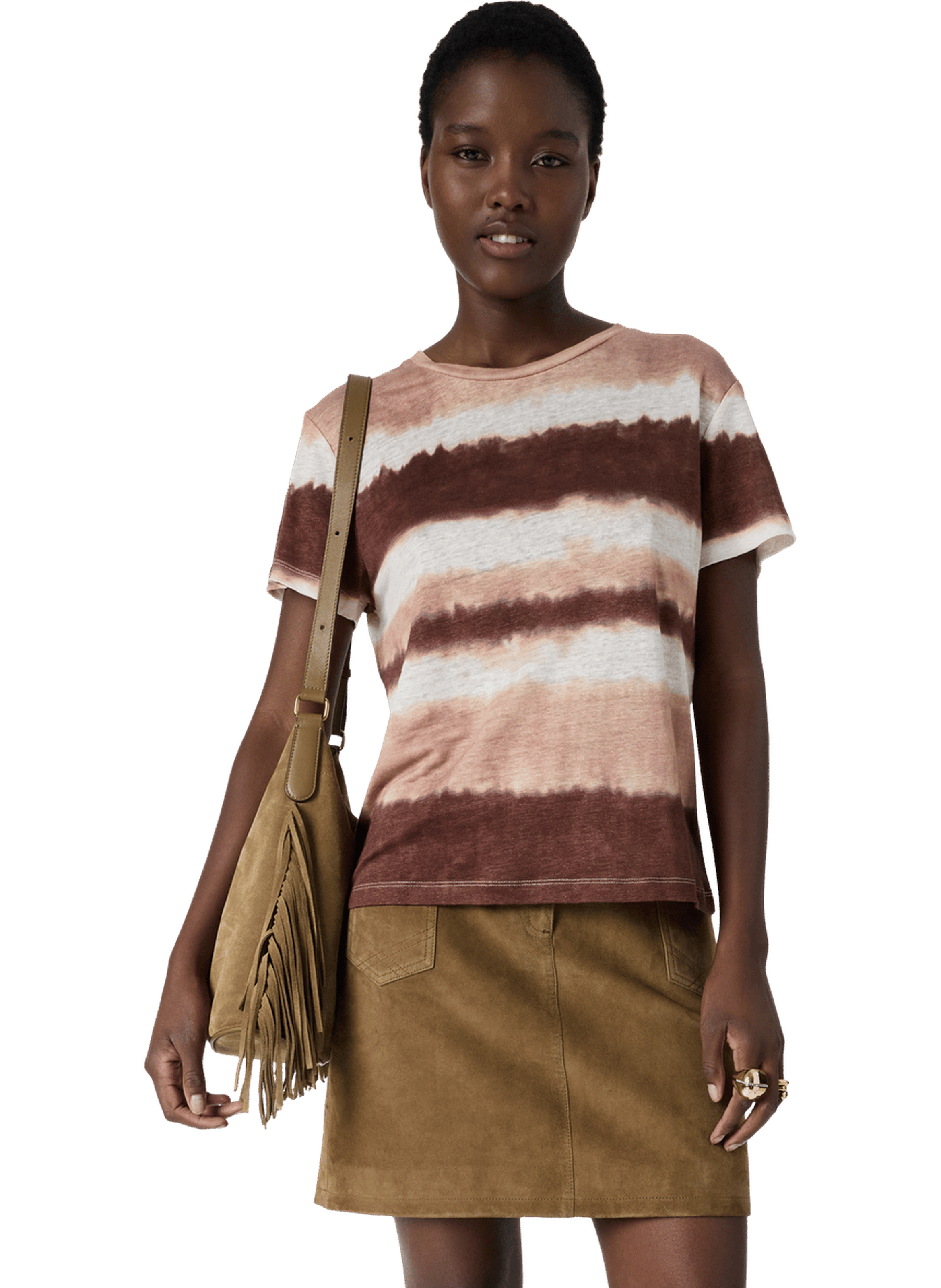 T-shirt tie and die en lin - mabinty GERARD DAREL Marron