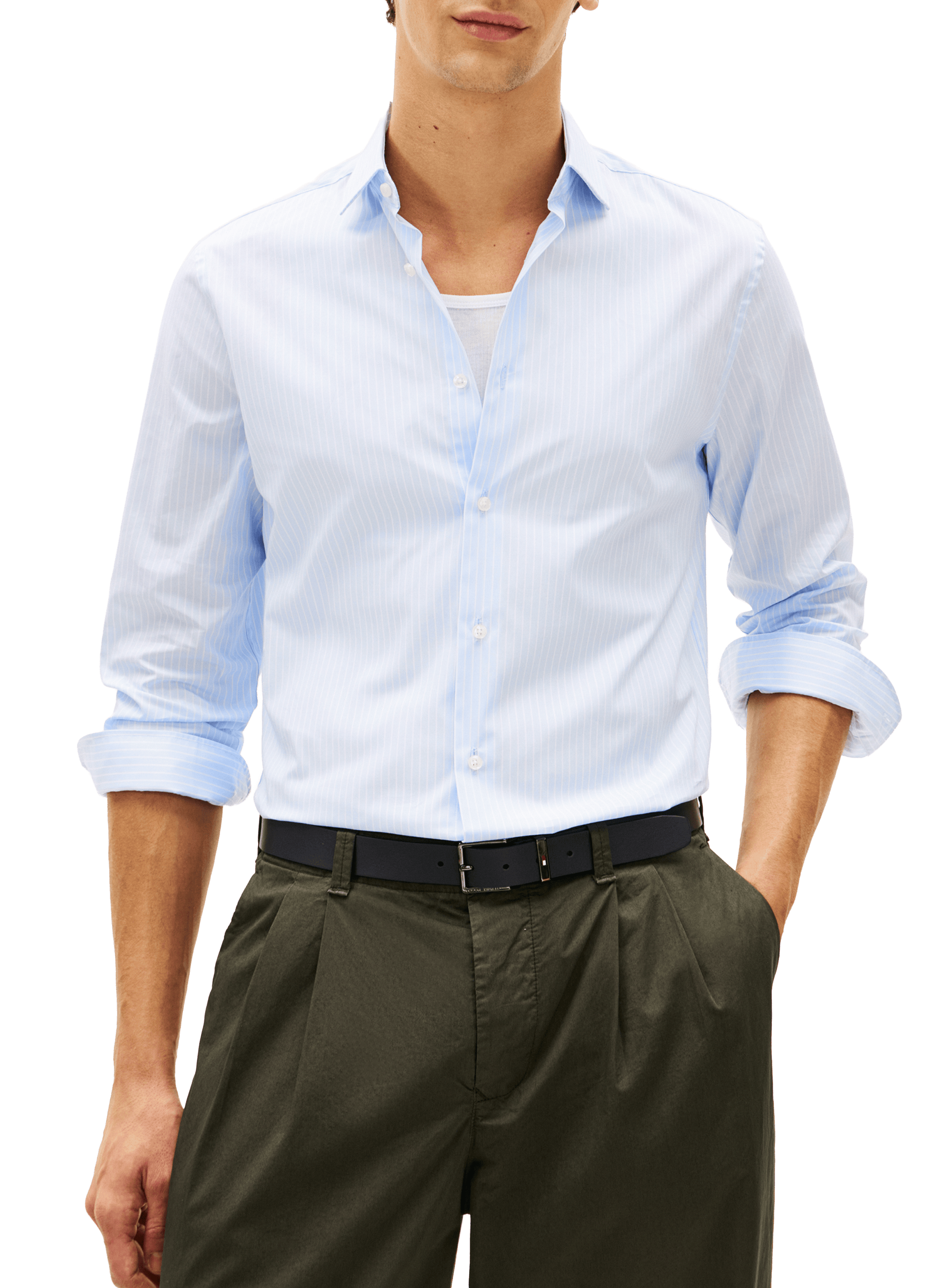 Chemise rayée en coton mélangé TOMMY HILFIGER Bleu