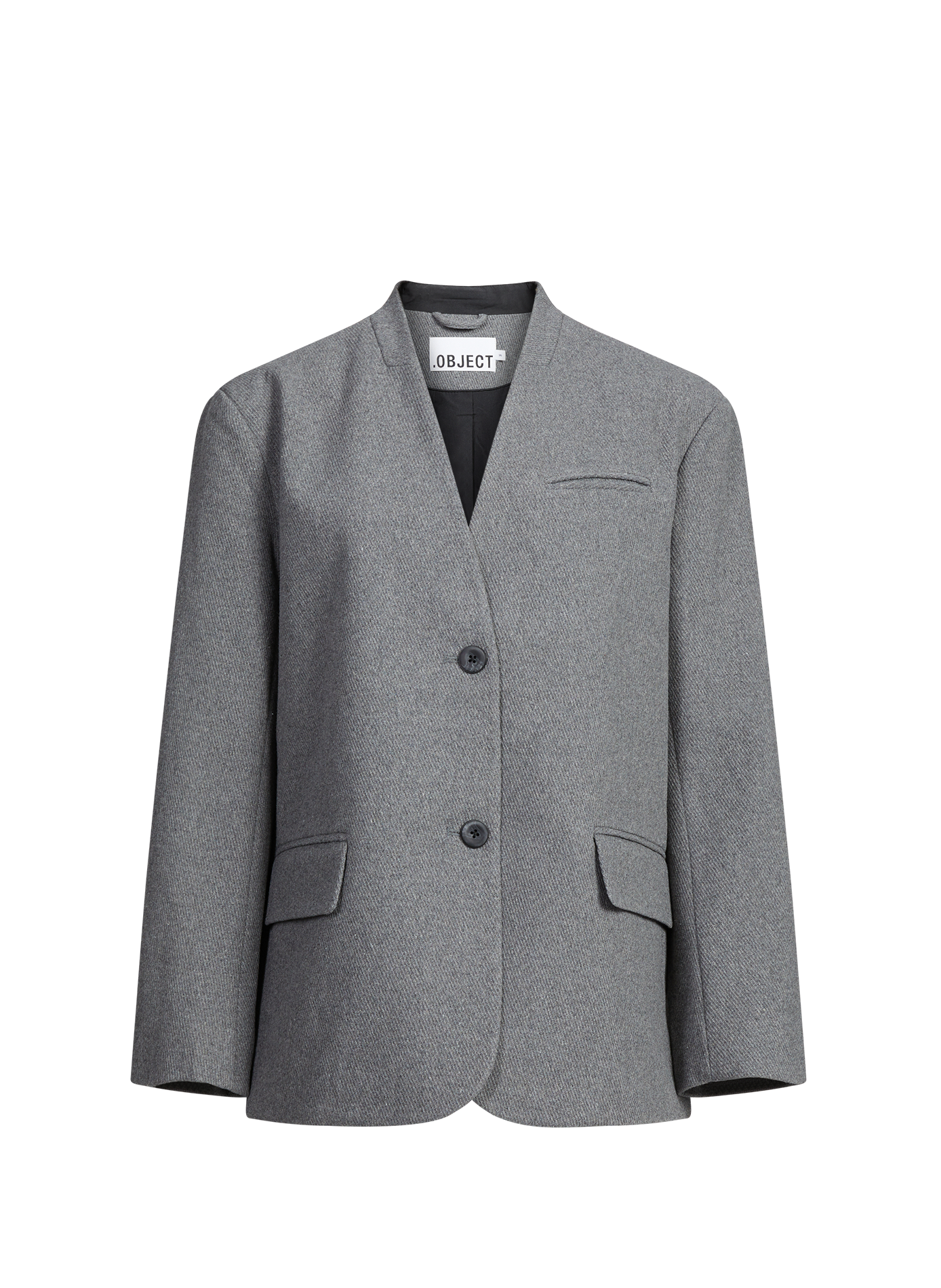 Veste tweed col V OBJECT Grey