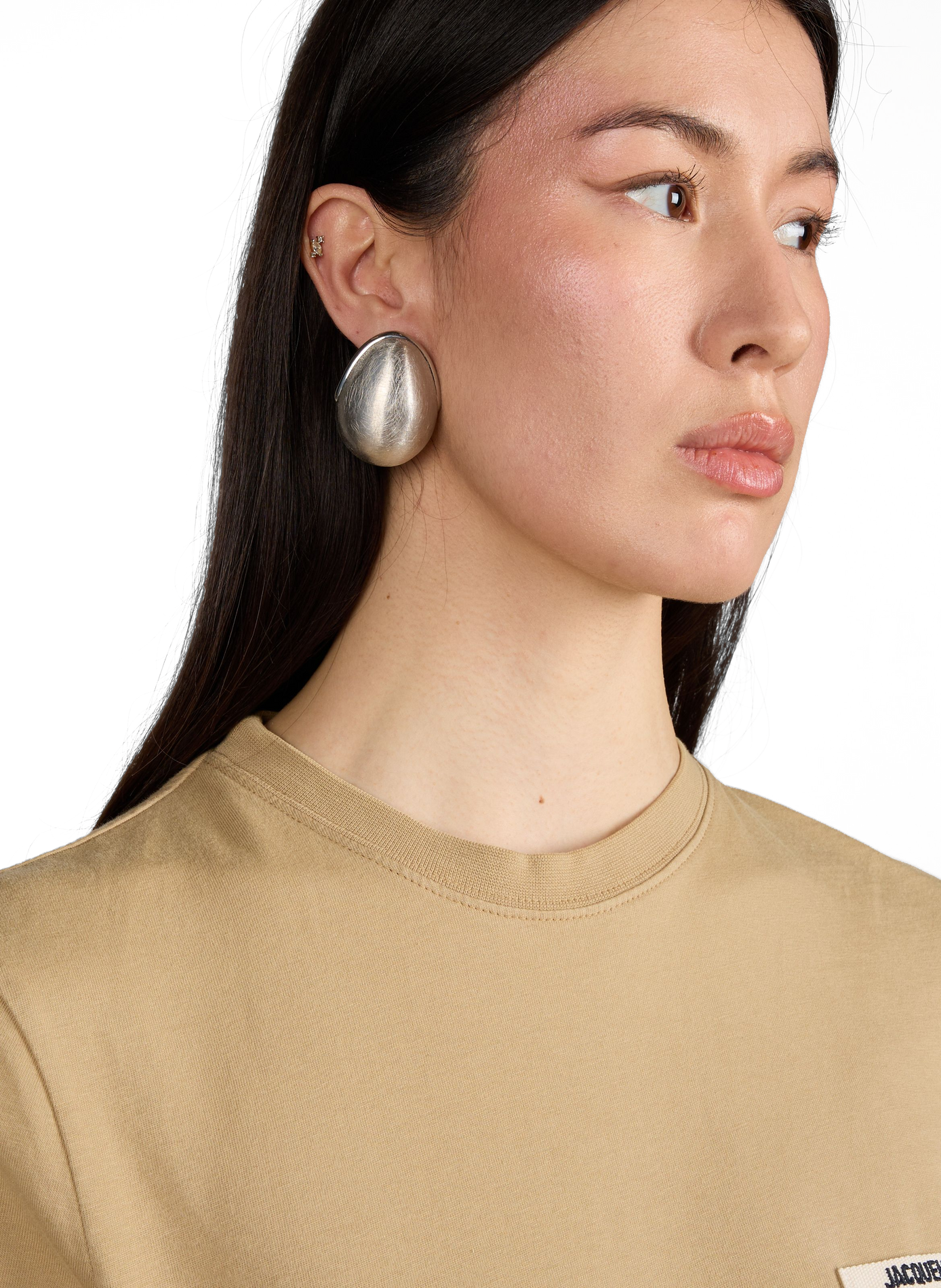 Oval copper and brass earrings JACQUEMUS Silver