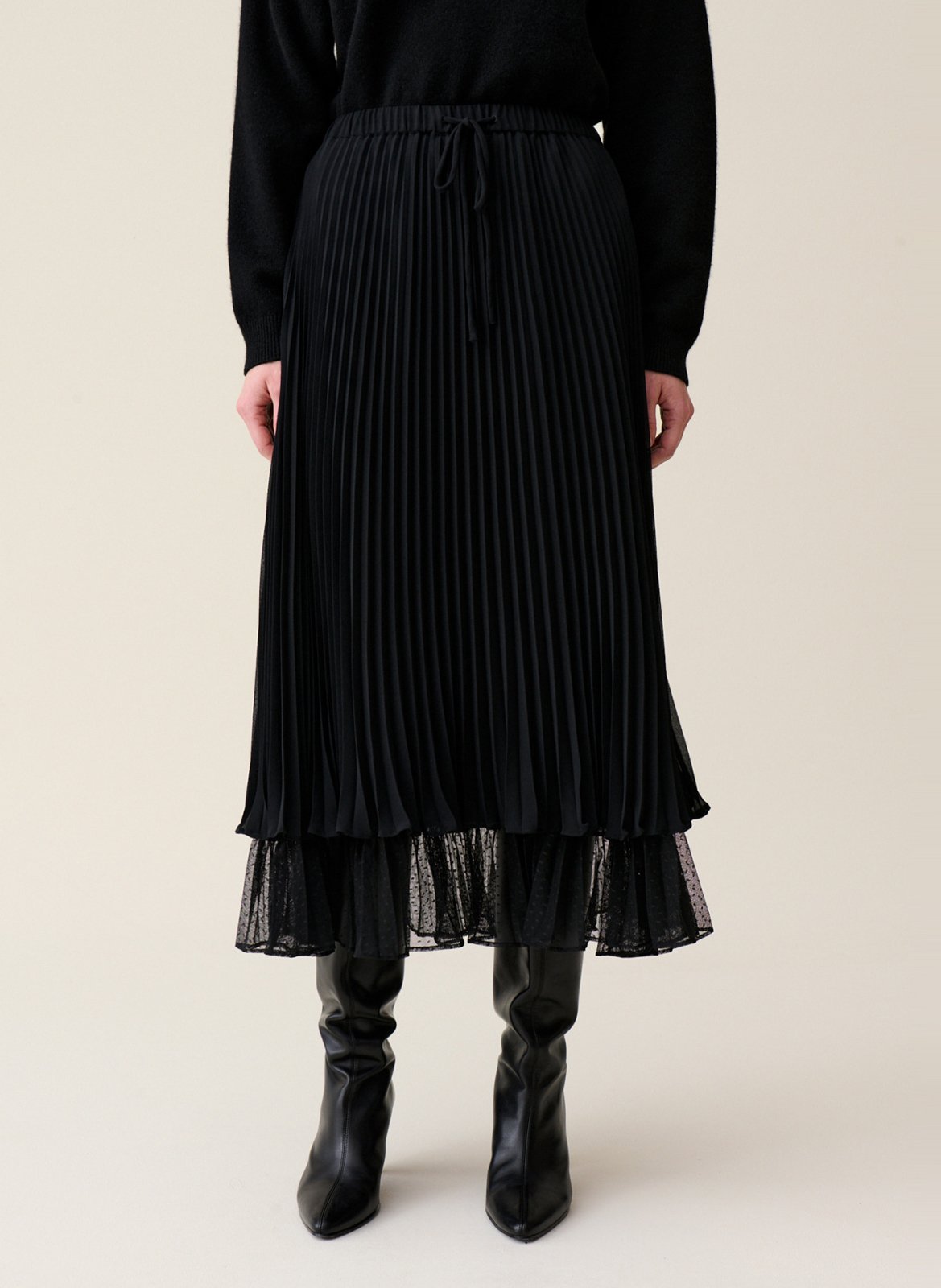 Jupe midi fluide plissée CLAUDIE PIERLOT Noir